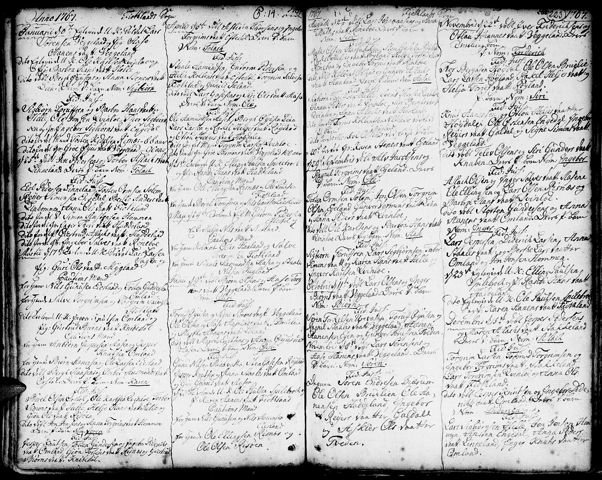 Hægebostad sokneprestkontor, AV/SAK-1111-0024/F/Fa/Faa/L0001: Parish register (official) no. A 1 /3, 1760-1826, p. 223