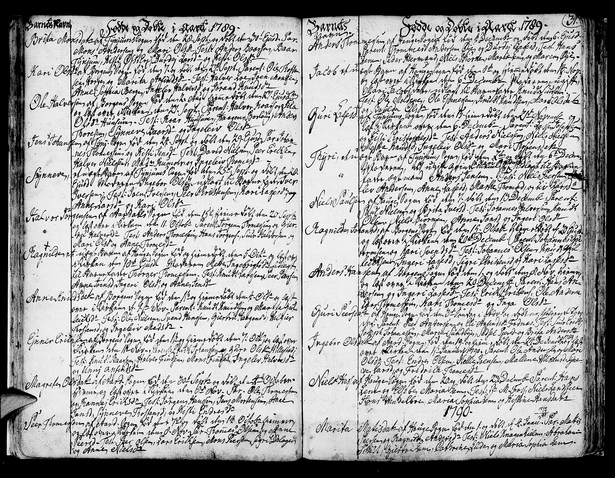 Lærdal sokneprestembete, SAB/A-81201: Parish register (official) no. A 3, 1783-1804, p. 31