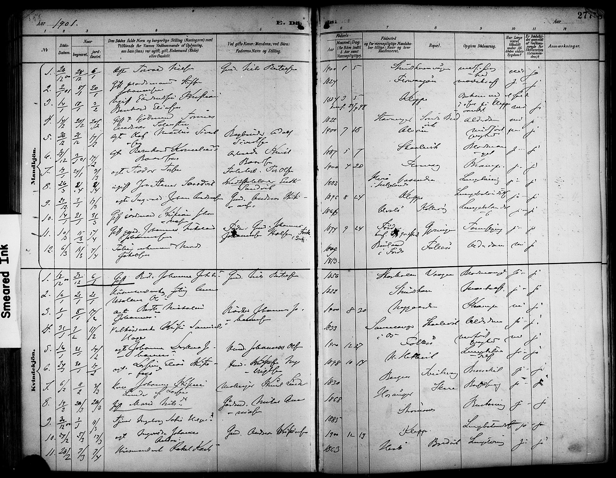Askøy Sokneprestembete, SAB/A-74101/H/Ha/Haa/Haab/L0002: Parish register (official) no. B 2, 1889-1902, p. 277