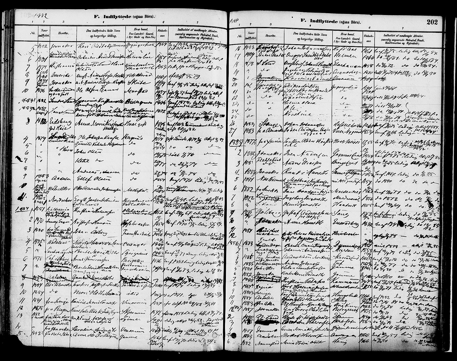 Gran prestekontor, SAH/PREST-112/H/Ha/Haa/L0014: Parish register (official) no. 14, 1880-1889, p. 202