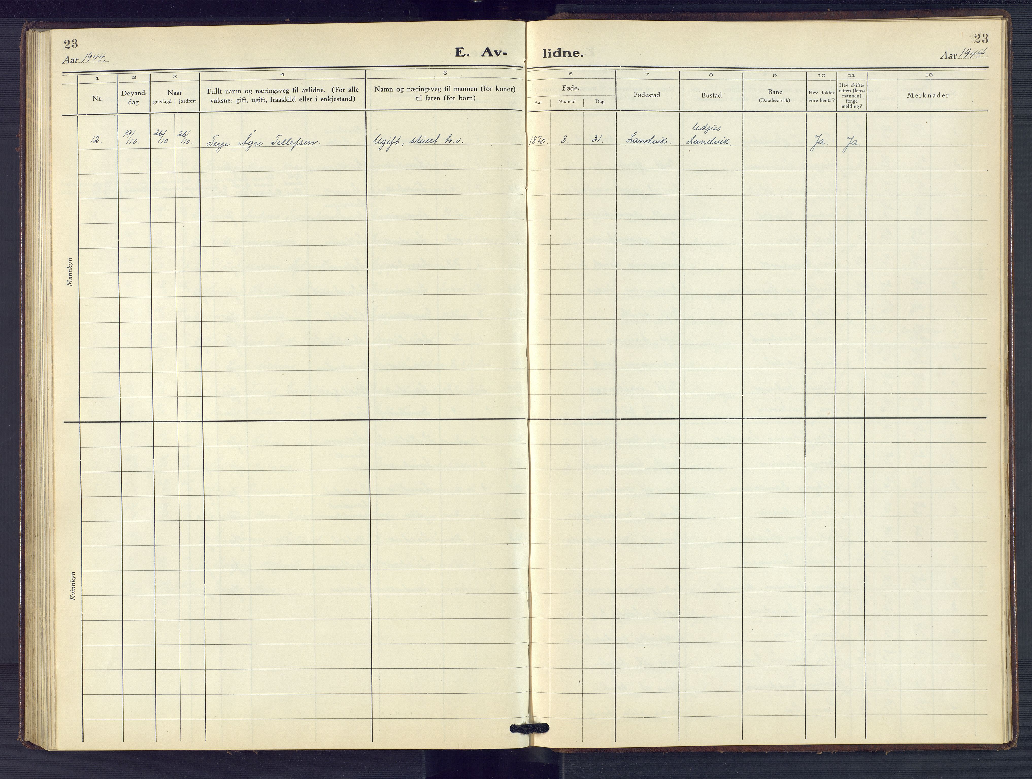 Hommedal sokneprestkontor, AV/SAK-1111-0023/F/Fb/Fbb/L0009: Parish register (copy) no. B 9, 1929-1953, p. 23