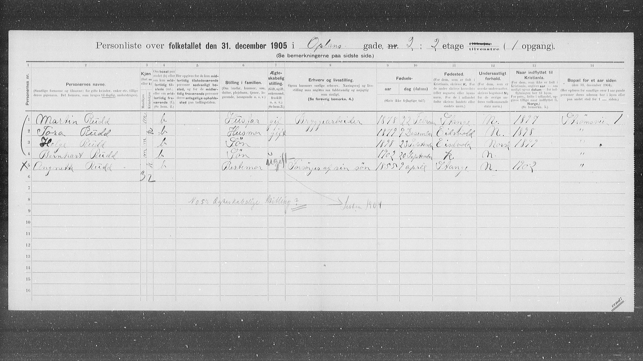 OBA, Municipal Census 1905 for Kristiania, 1905, p. 39817