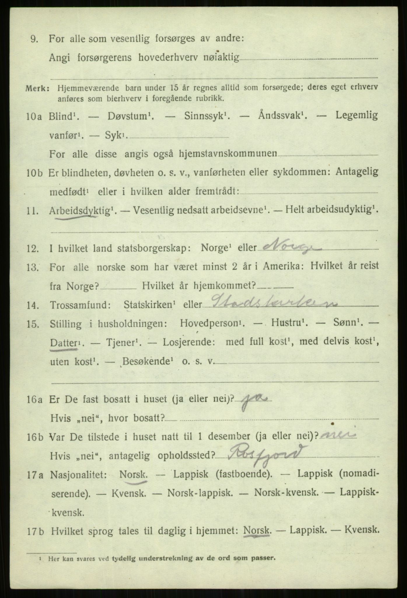 SATØ, 1920 census for Lenvik, 1920, p. 3105