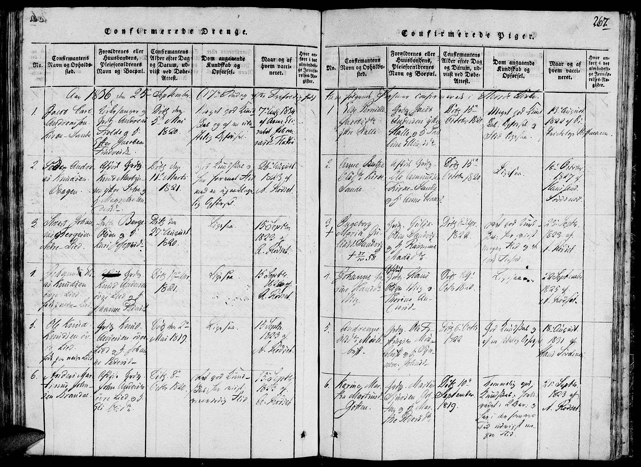 Ministerialprotokoller, klokkerbøker og fødselsregistre - Møre og Romsdal, AV/SAT-A-1454/503/L0033: Parish register (official) no. 503A01, 1816-1841, p. 267