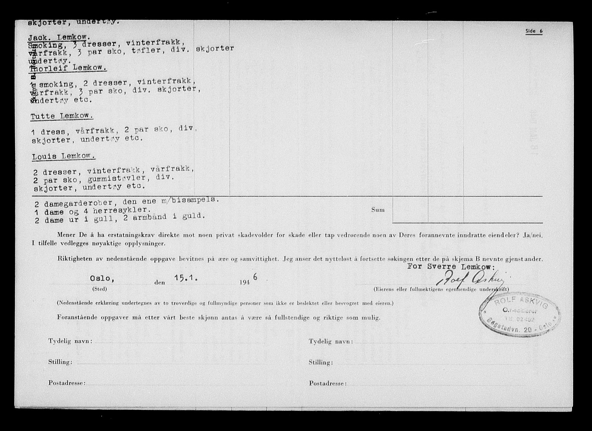 Justisdepartementet, Tilbakeføringskontoret for inndratte formuer, RA/S-1564/H/Hc/Hcc/L0956: --, 1945-1947, p. 70