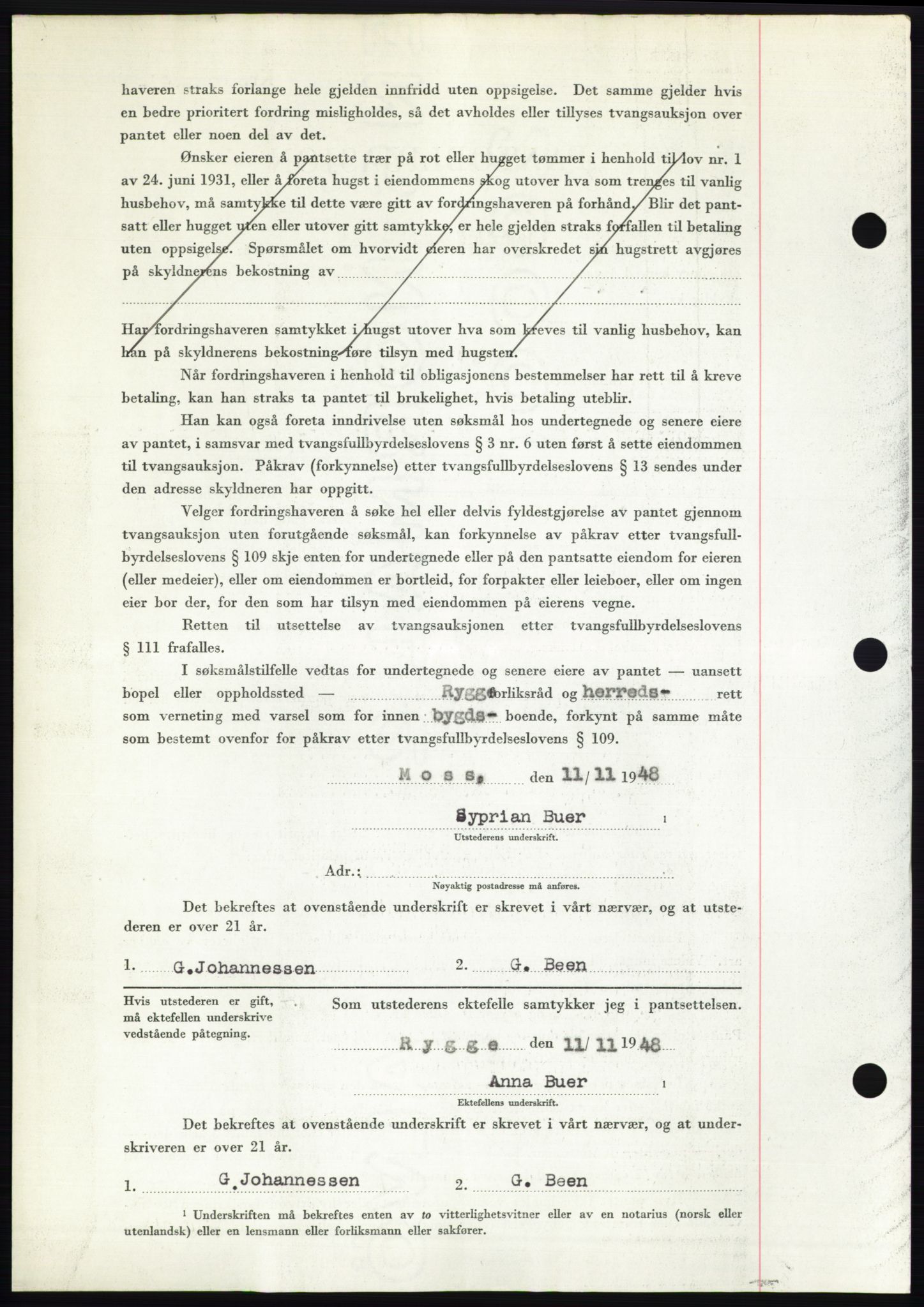 Moss sorenskriveri, AV/SAO-A-10168: Mortgage book no. B20, 1948-1948, Diary no: : 3119/1948