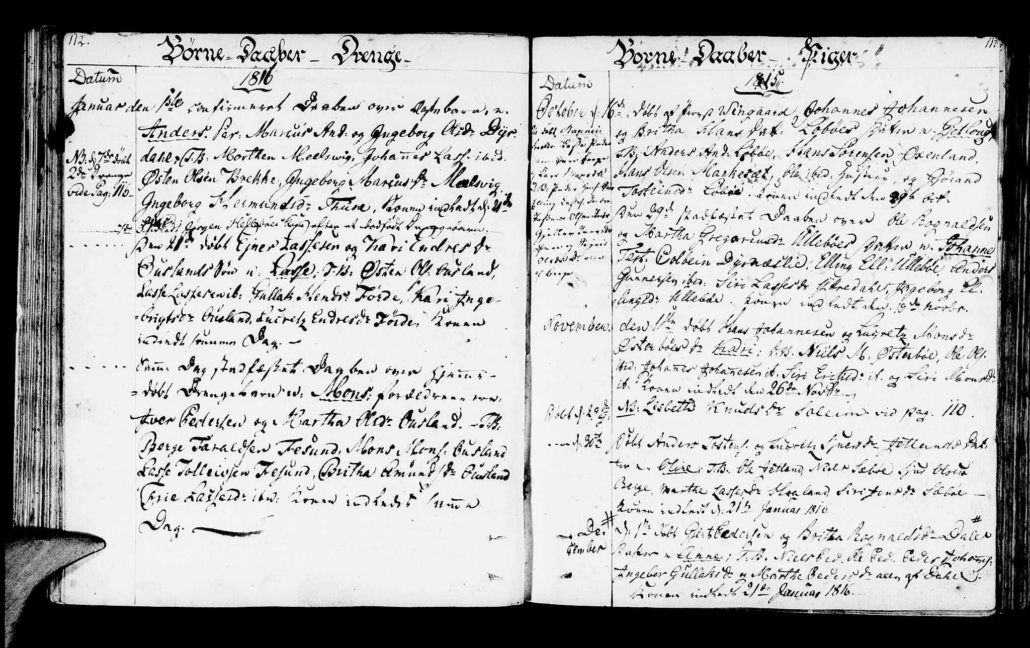 Lavik sokneprestembete, SAB/A-80901: Parish register (official) no. A 1, 1809-1822, p. 112-113