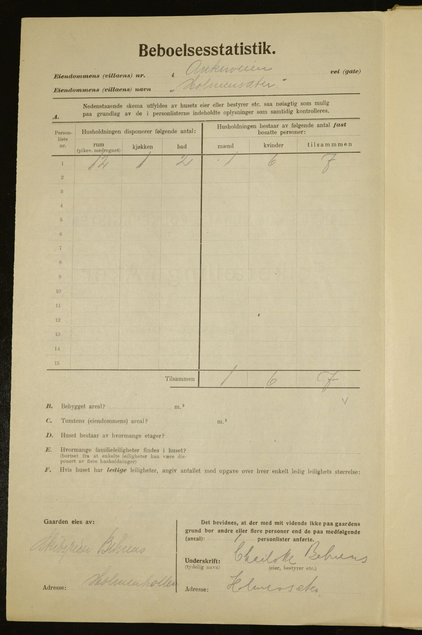 , Municipal Census 1923 for Aker, 1923, p. 7428