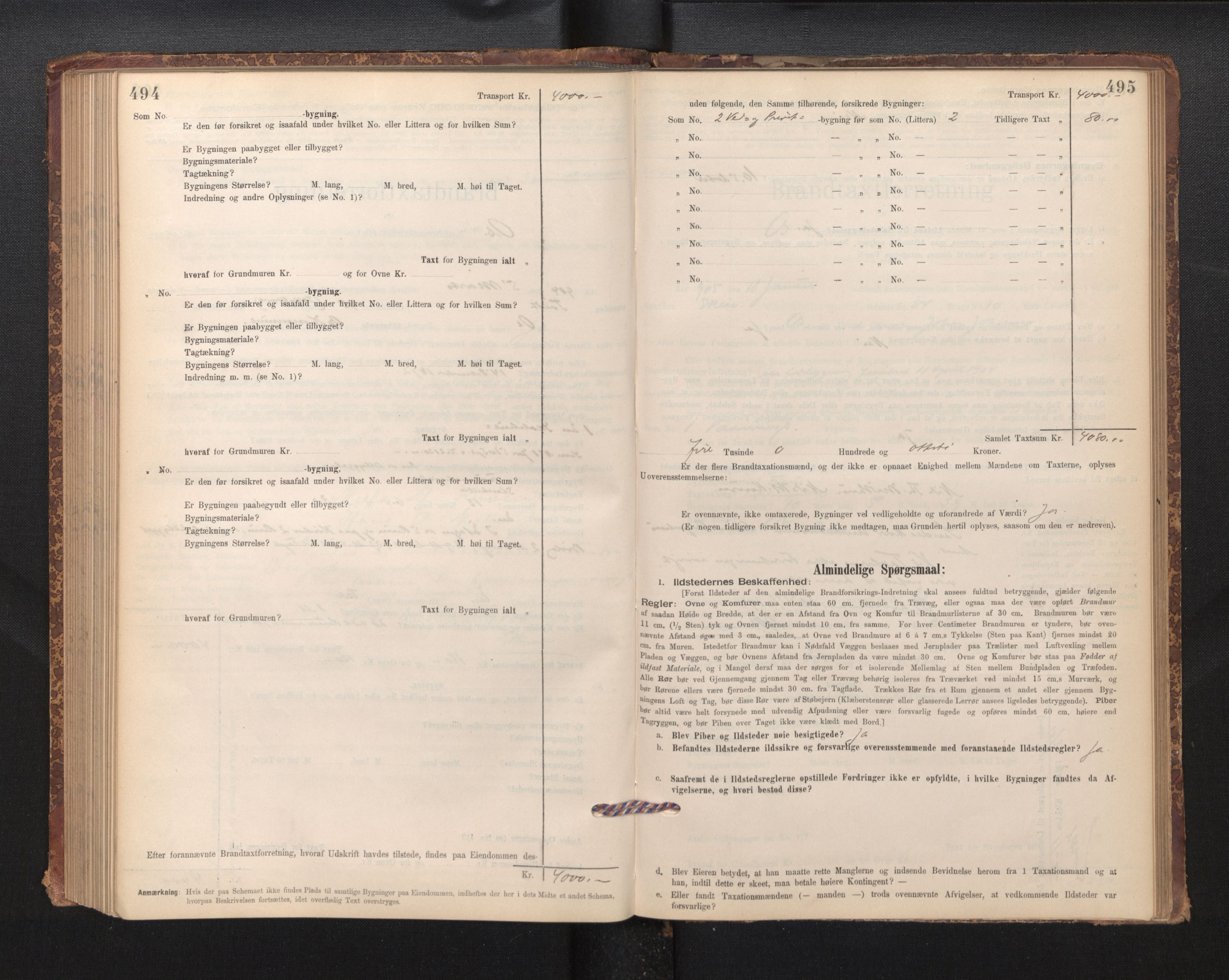 Lensmannen i Os, AV/SAB-A-34101/0012/L0008: Branntakstprotokoll, skjematakst, 1894-1915, p. 494-495