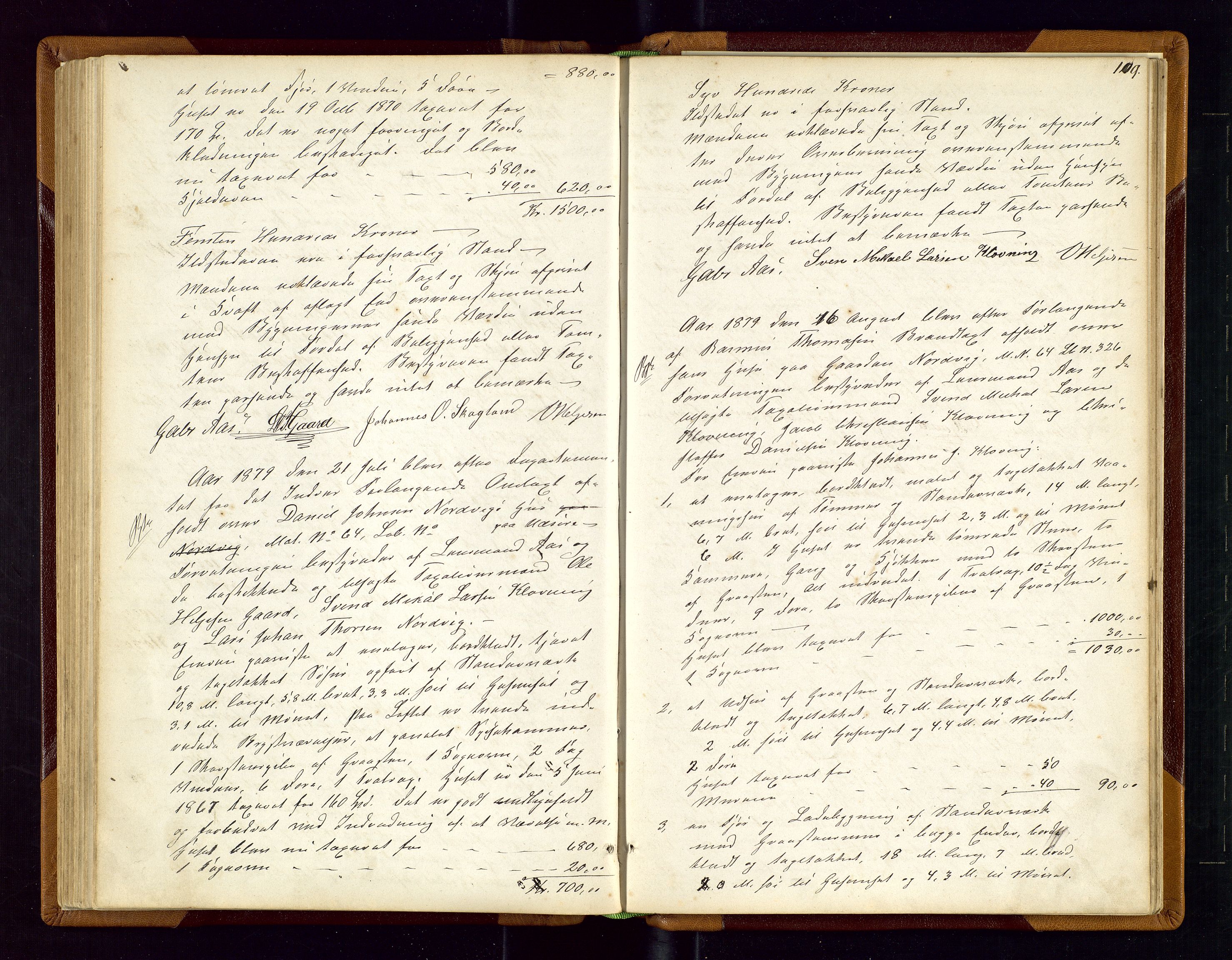 Torvestad lensmannskontor, AV/SAST-A-100307/1/Goa/L0001: "Brandtaxationsprotokol for Torvestad Thinglag", 1867-1883, p. 108b-109a