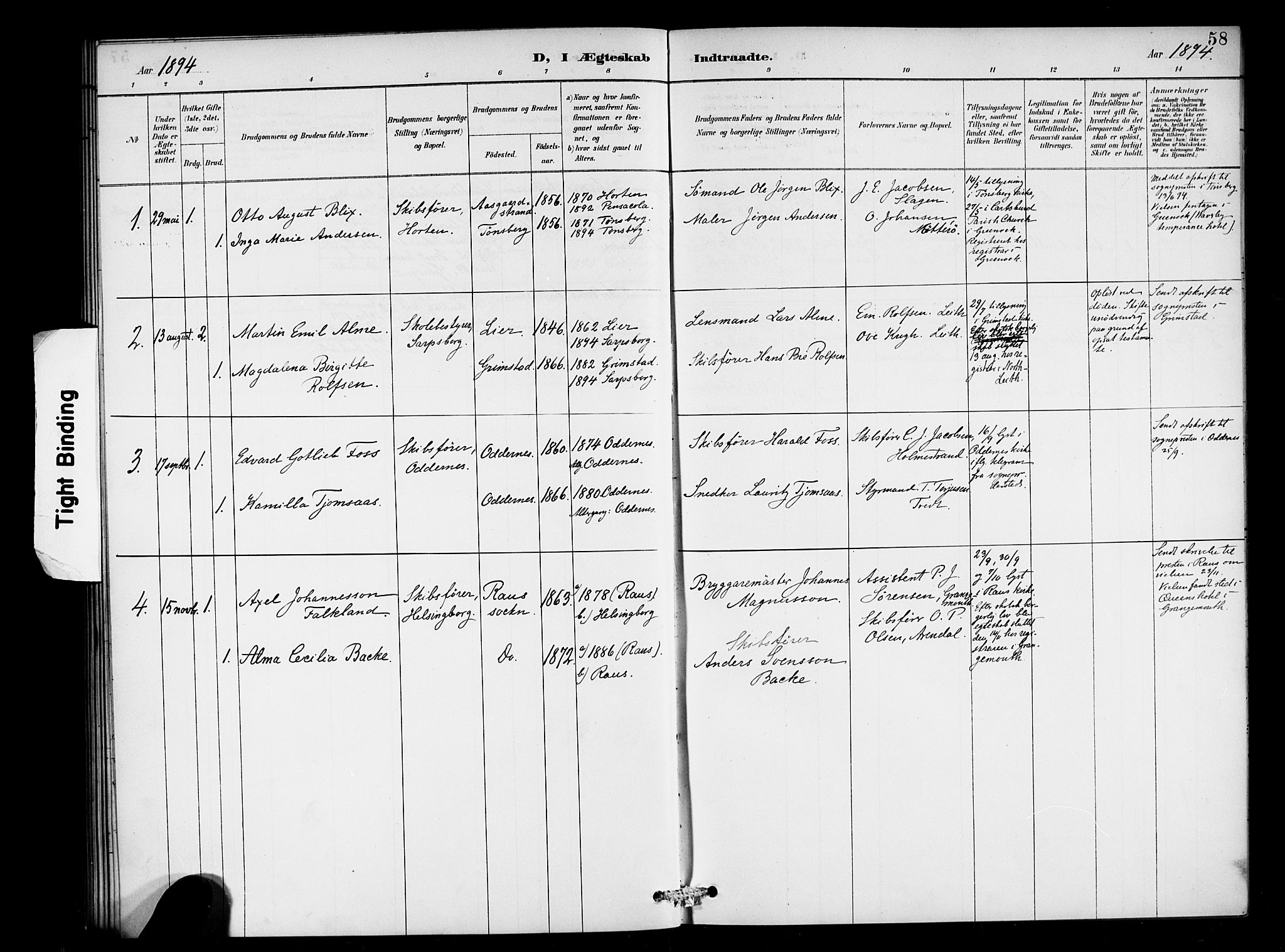 Den norske sjømannsmisjon i utlandet/Skotske havner (Leith, Glasgow), SAB/SAB/PA-0100/H/Ha/Haa/L0003: Parish register (official) no. A 3, 1887-1898, p. 58