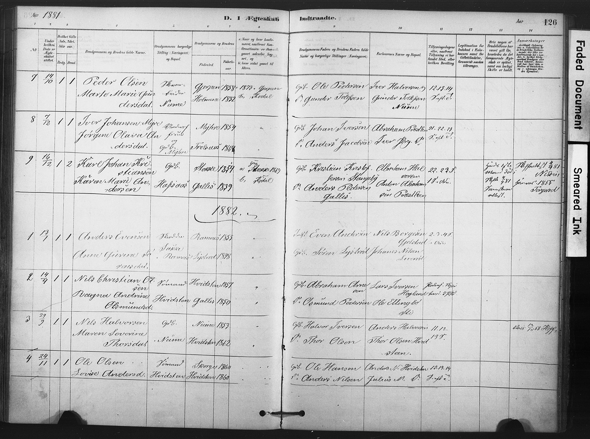 Andebu kirkebøker, AV/SAKO-A-336/F/Fa/L0008: Parish register (official) no. 8, 1878-1902, p. 126