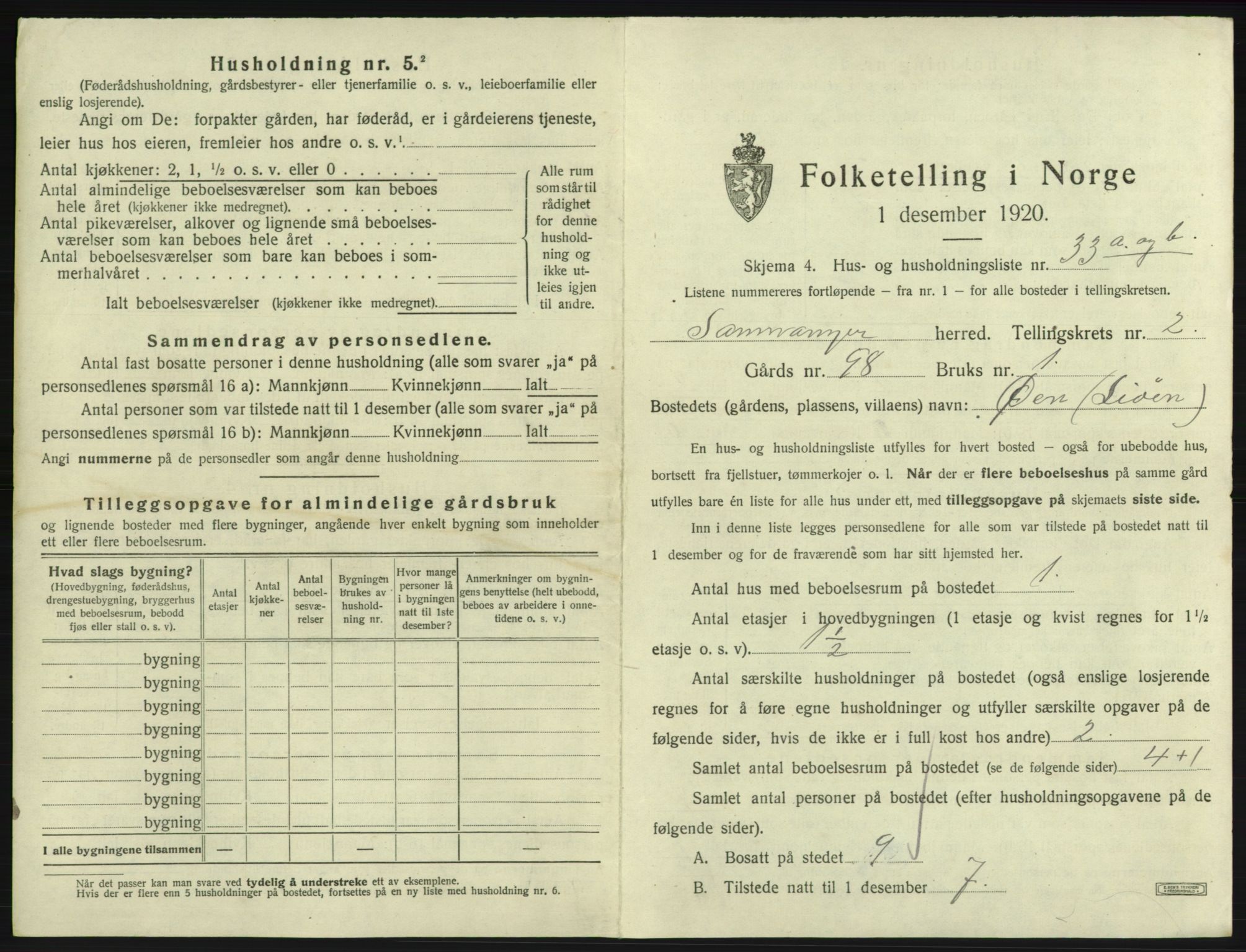 SAB, 1920 census for Samnanger, 1920, p. 157