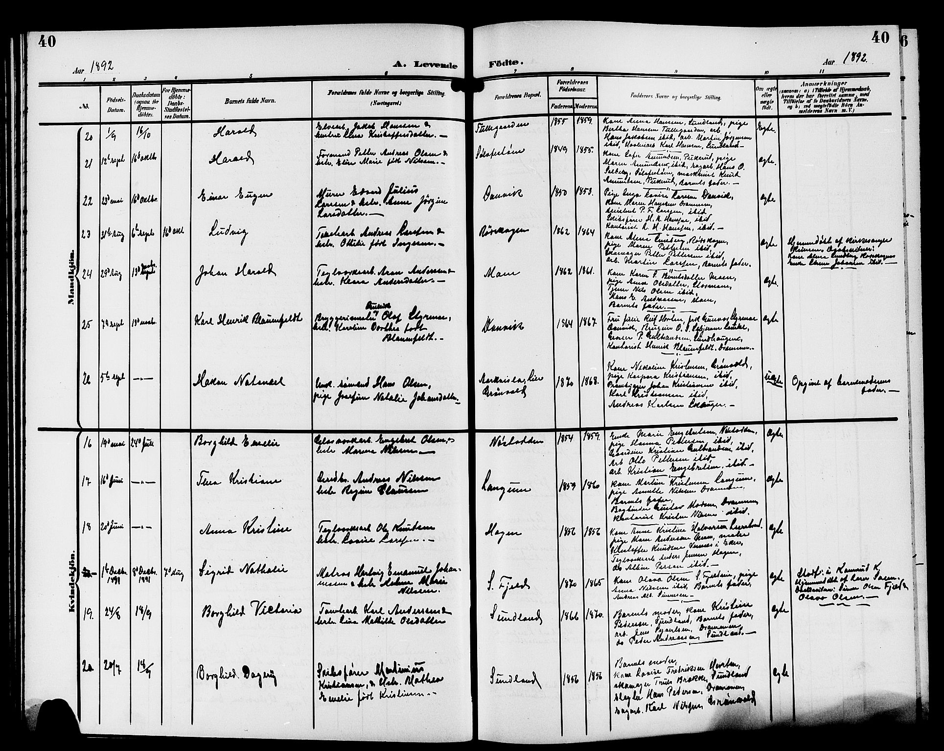 Strømsgodset kirkebøker, SAKO/A-324/G/Ga/L0002: Parish register (copy) no. 2, 1885-1910, p. 40