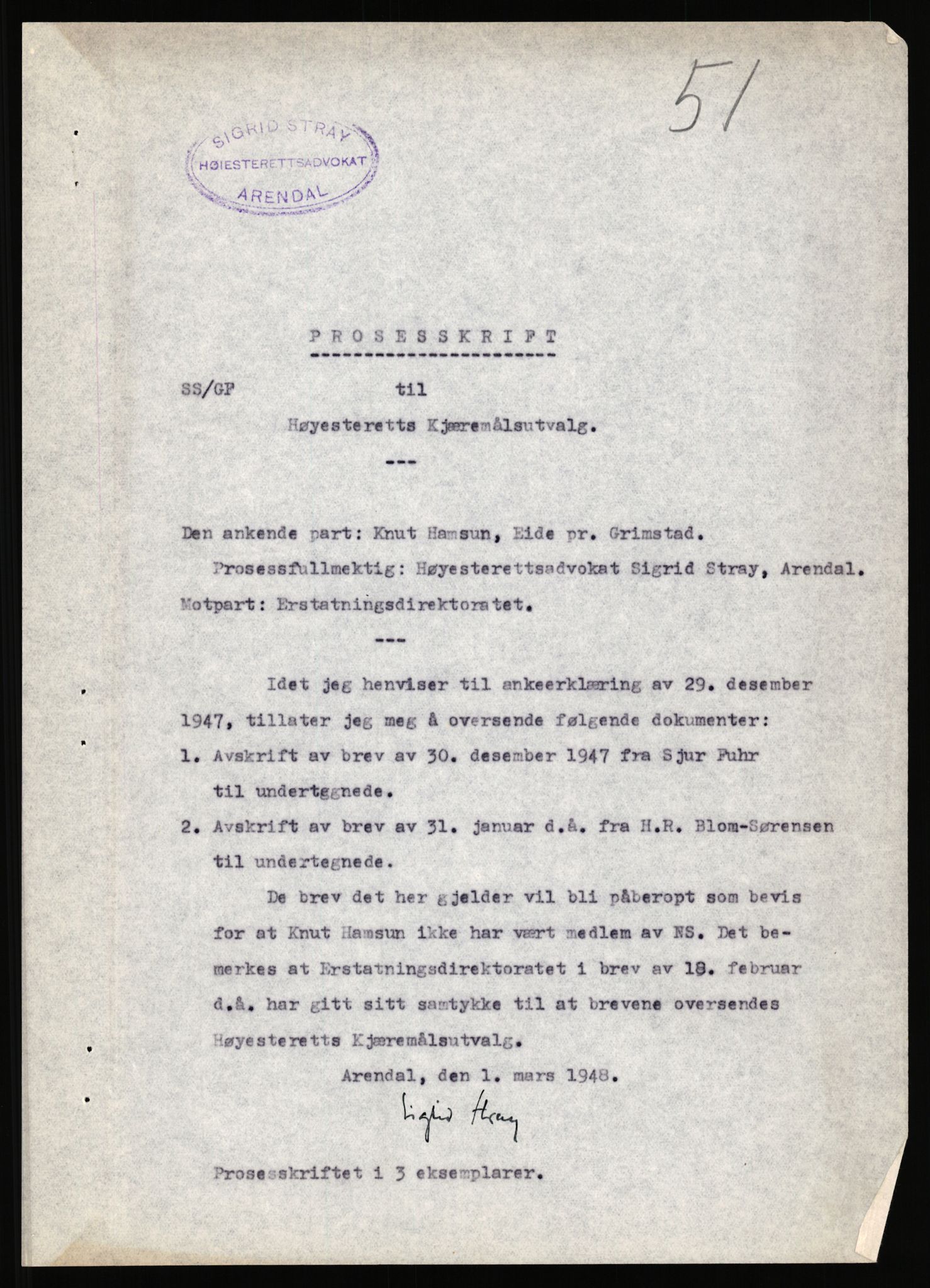 Landssvikarkivet, Arendal politikammer, RA/S-3138-25/D/Dc/L0029: Anr. 192/45, 1945-1951, p. 584