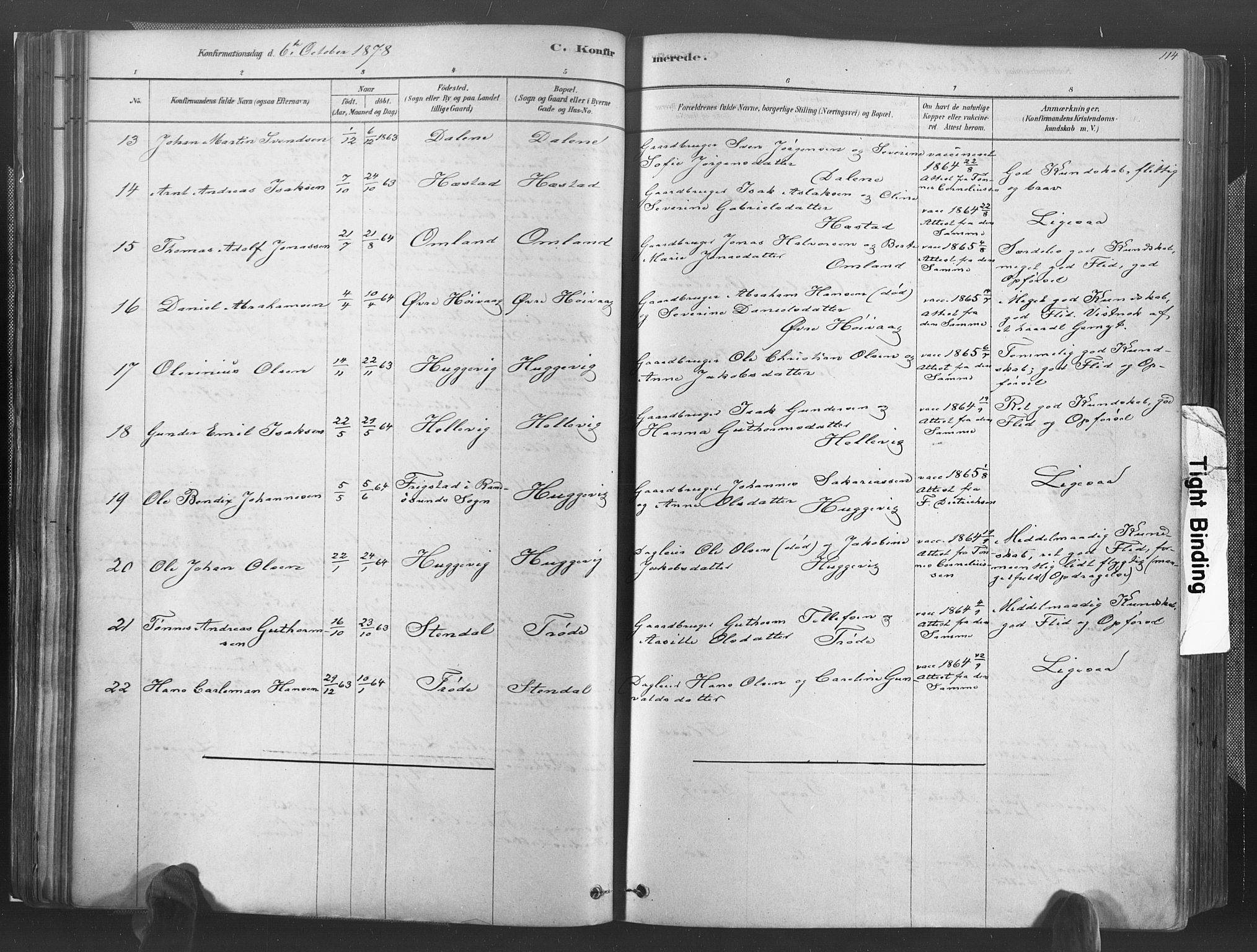 Høvåg sokneprestkontor, AV/SAK-1111-0025/F/Fa/L0005: Parish register (official) no. A 5, 1878-1893, p. 114