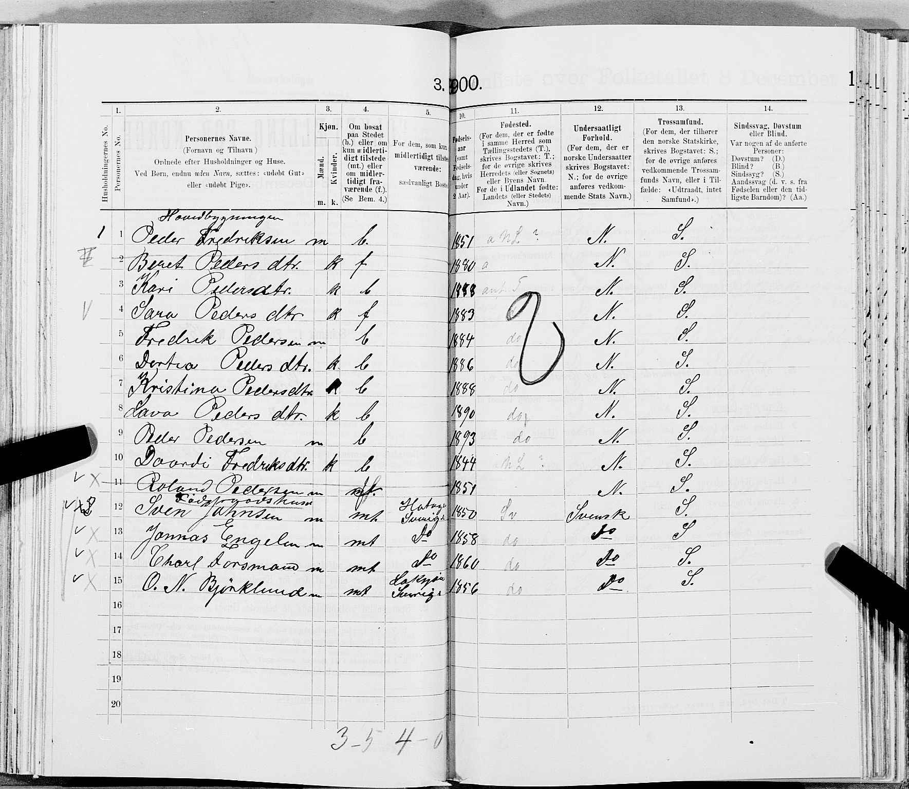 SAT, 1900 census for Lierne, 1900, p. 611