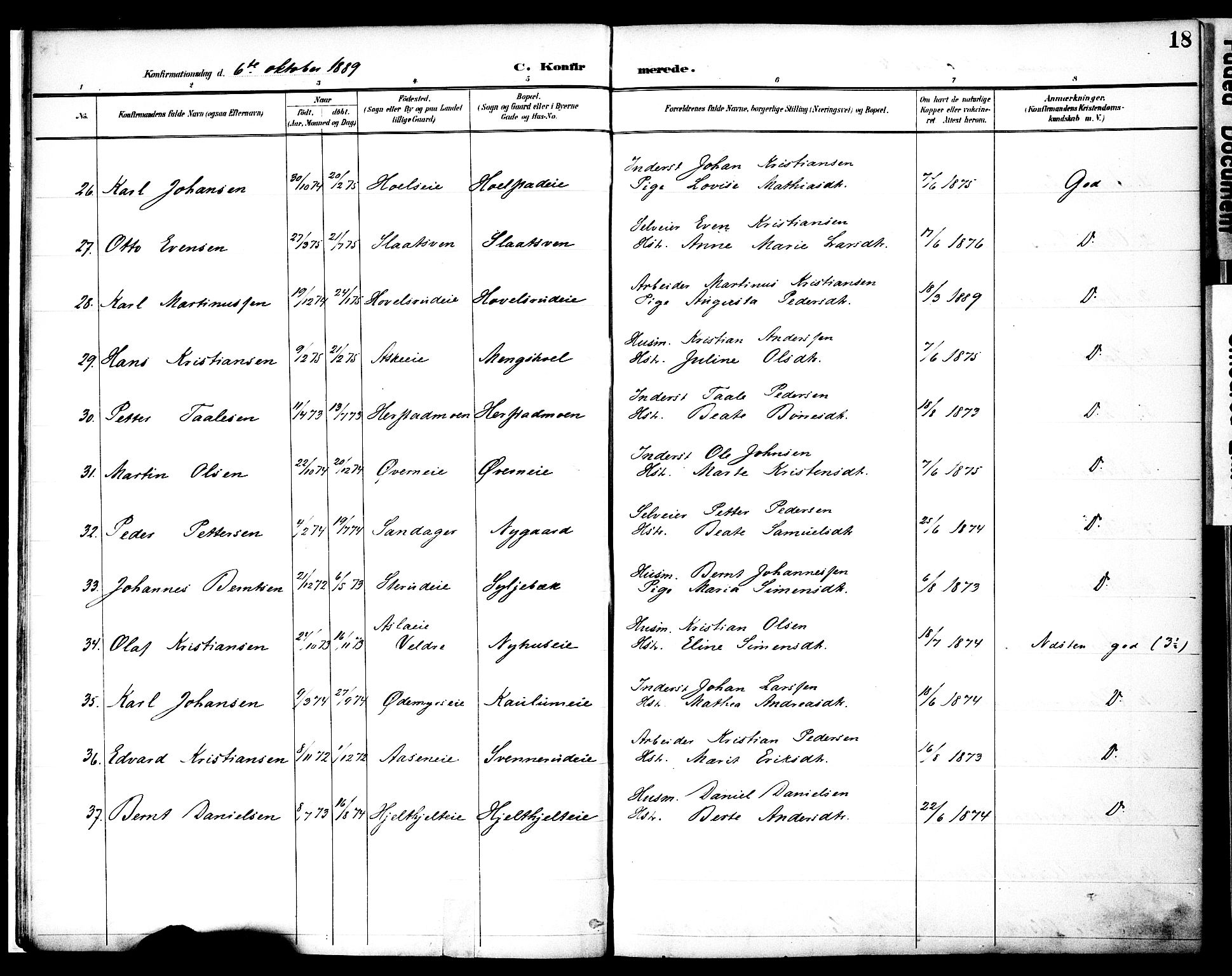 Nes prestekontor, Hedmark, AV/SAH-PREST-020/K/Ka/L0010: Parish register (official) no. 10, 1887-1905, p. 18