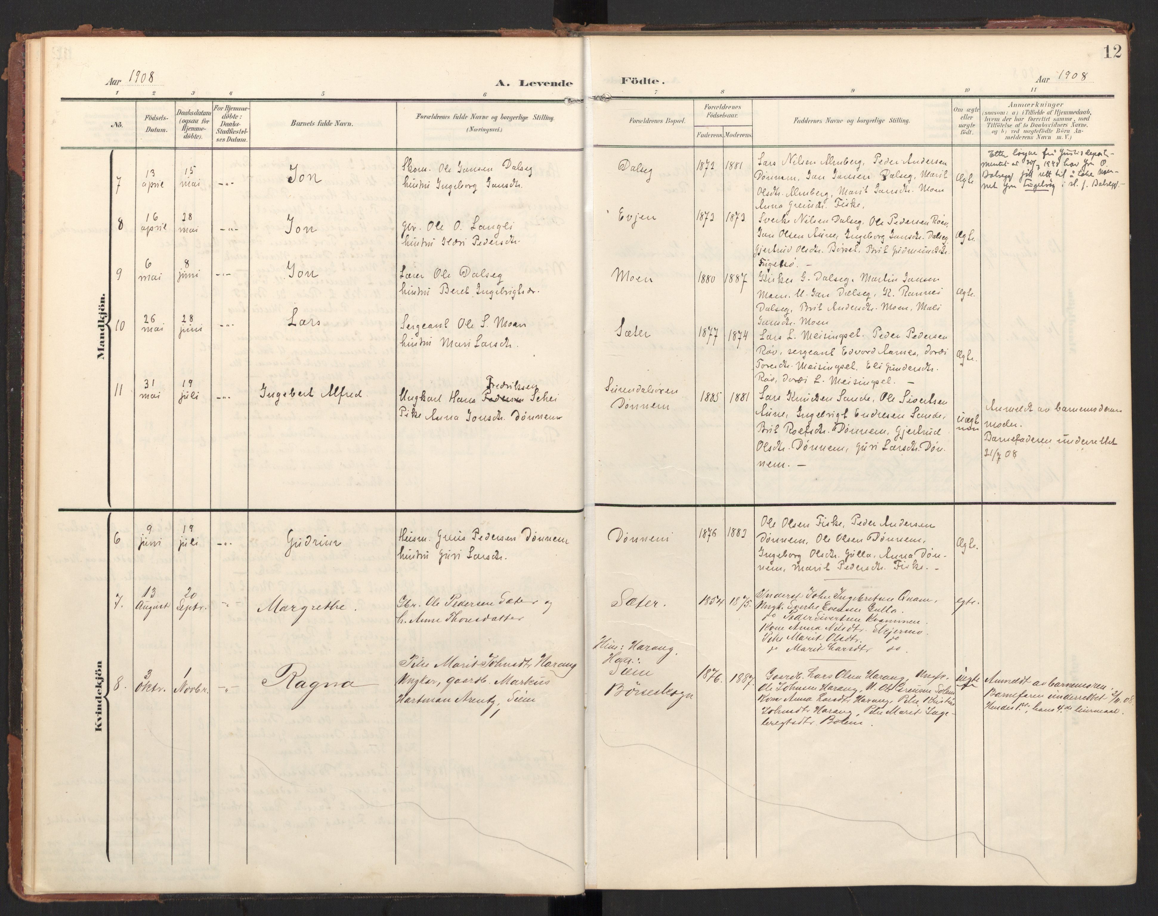 Ministerialprotokoller, klokkerbøker og fødselsregistre - Møre og Romsdal, AV/SAT-A-1454/597/L1063: Parish register (official) no. 597A02, 1905-1923, p. 12