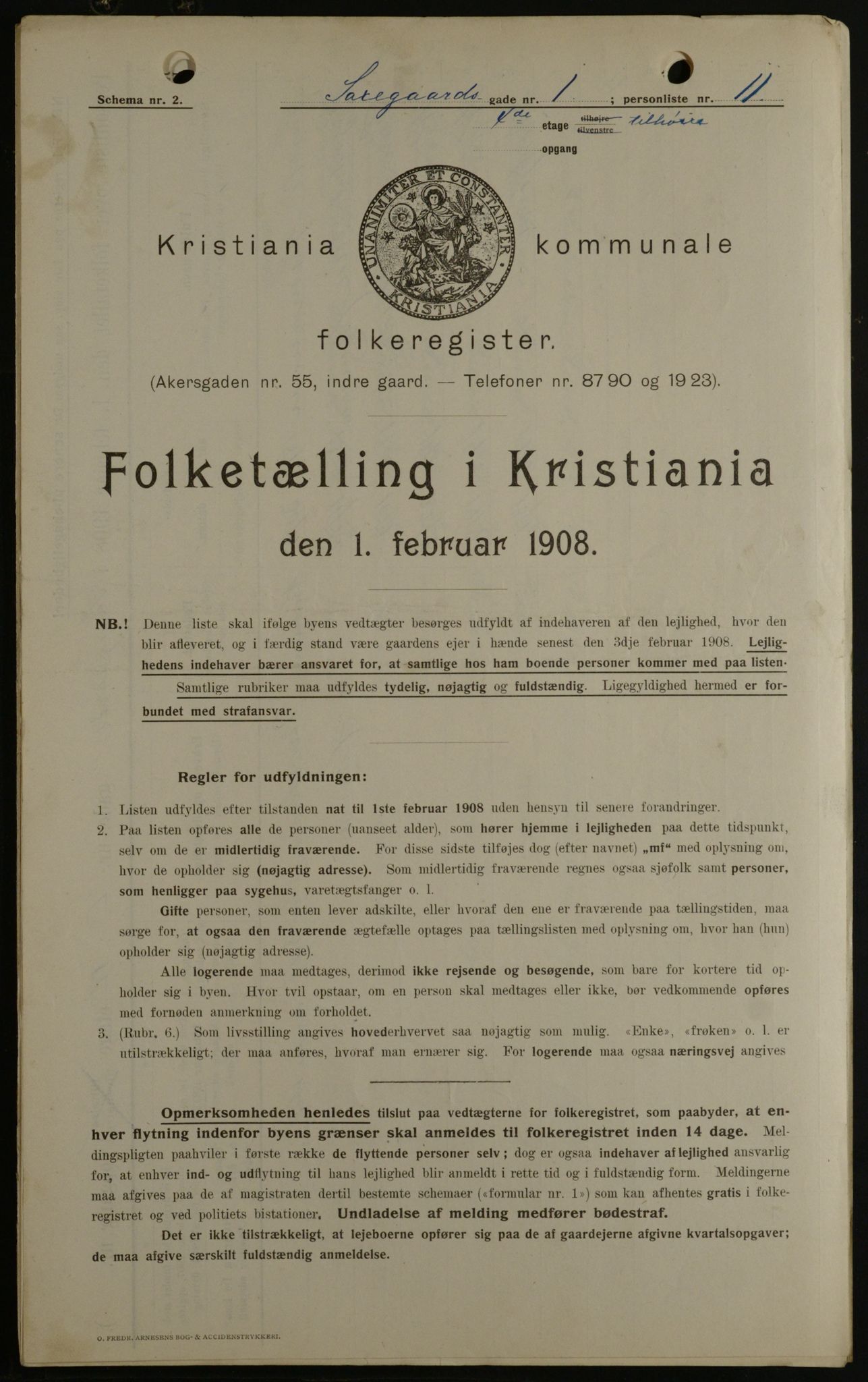 OBA, Municipal Census 1908 for Kristiania, 1908, p. 80466