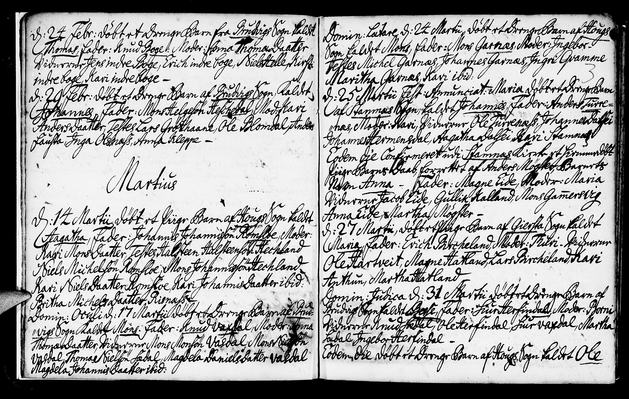 Haus sokneprestembete, AV/SAB-A-75601/H/Haa: Parish register (official) no. A 6, 1748-1758, p. 3