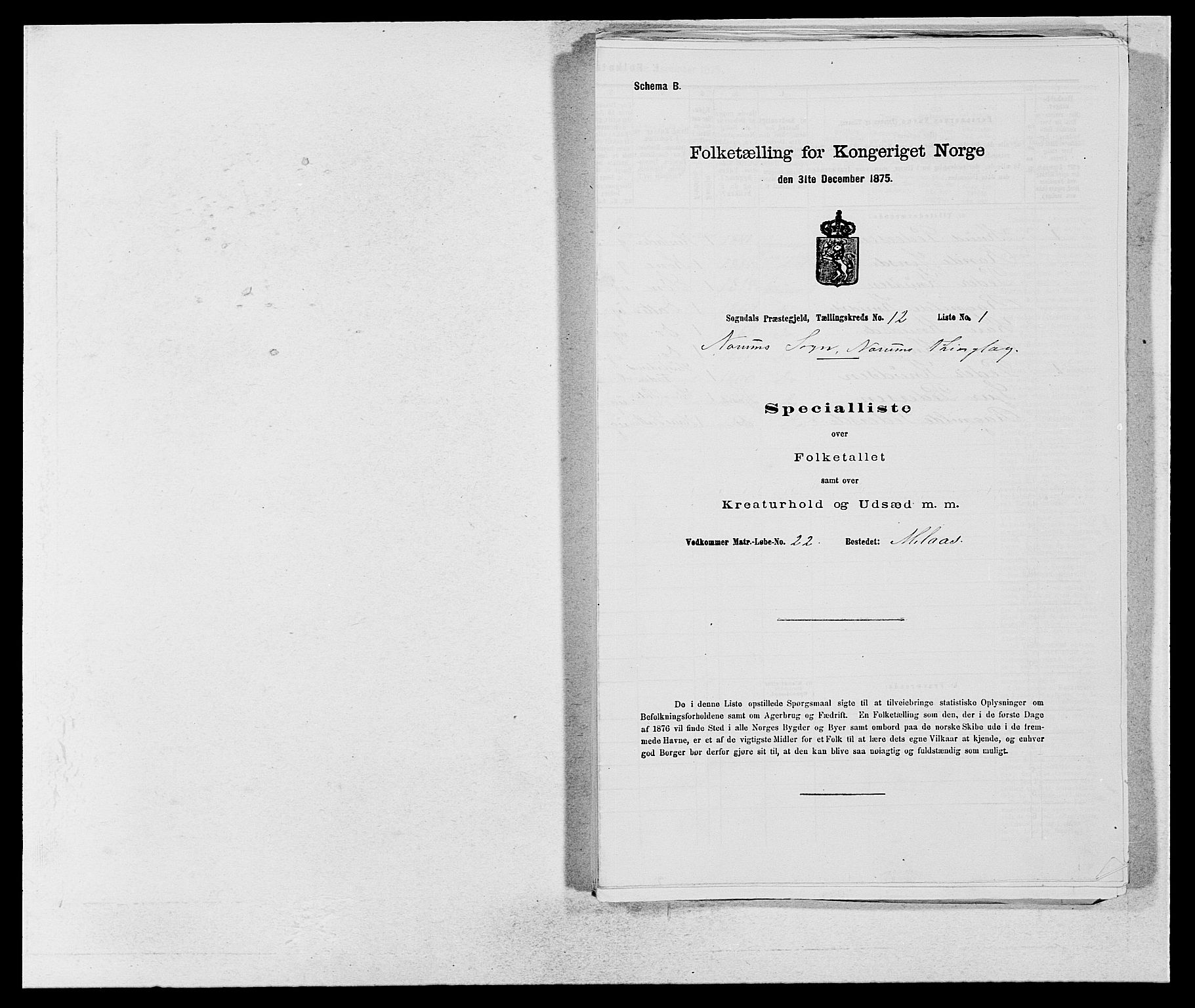 SAB, 1875 census for 1420P Sogndal, 1875, p. 1066