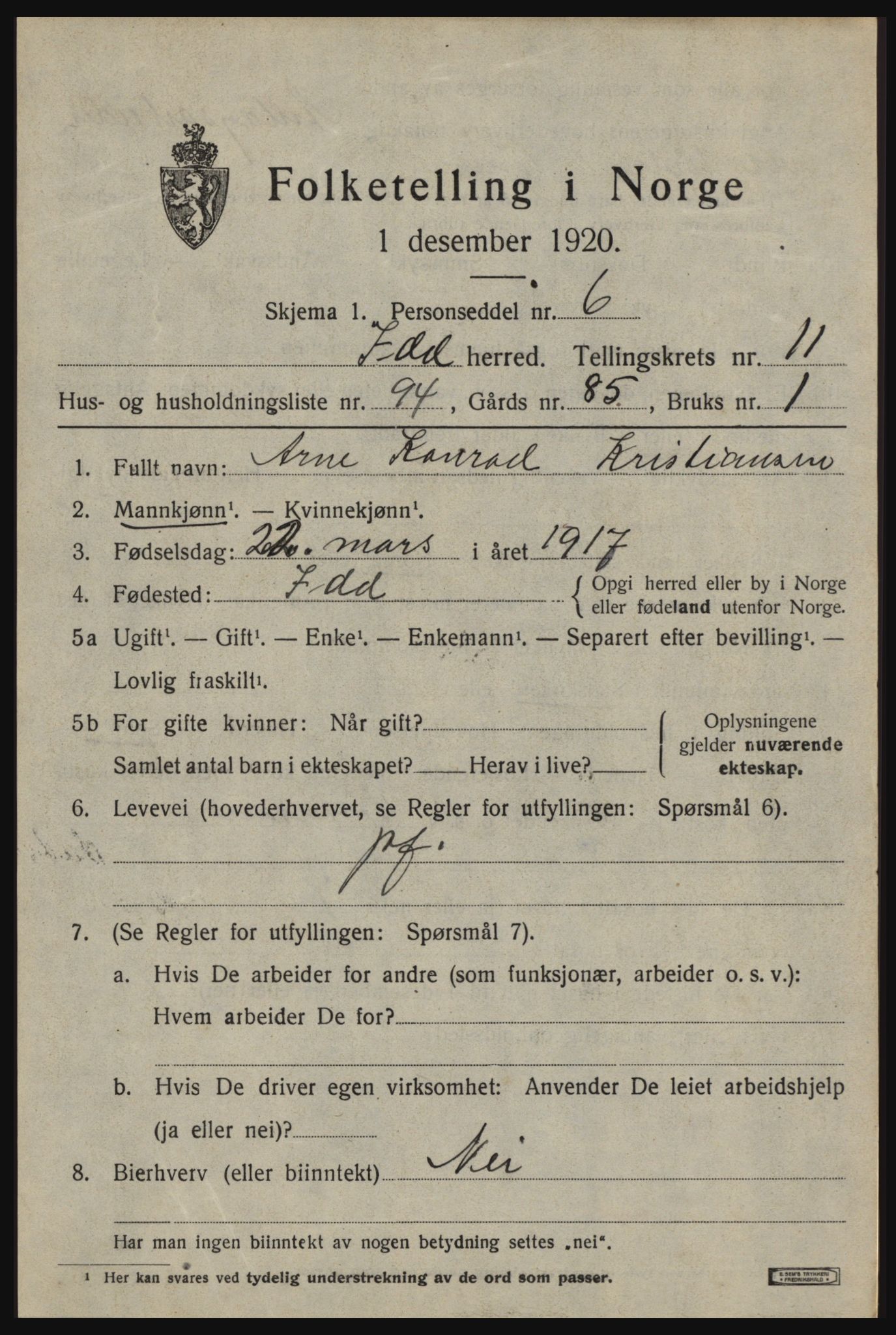 SAO, 1920 census for Idd, 1920, p. 11933