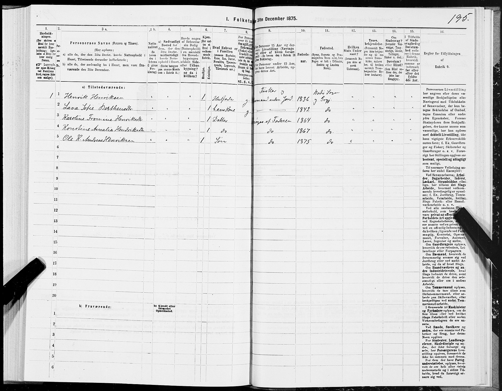 SAT, 1875 census for 1843L Bodø/Bodø, 1875, p. 1195