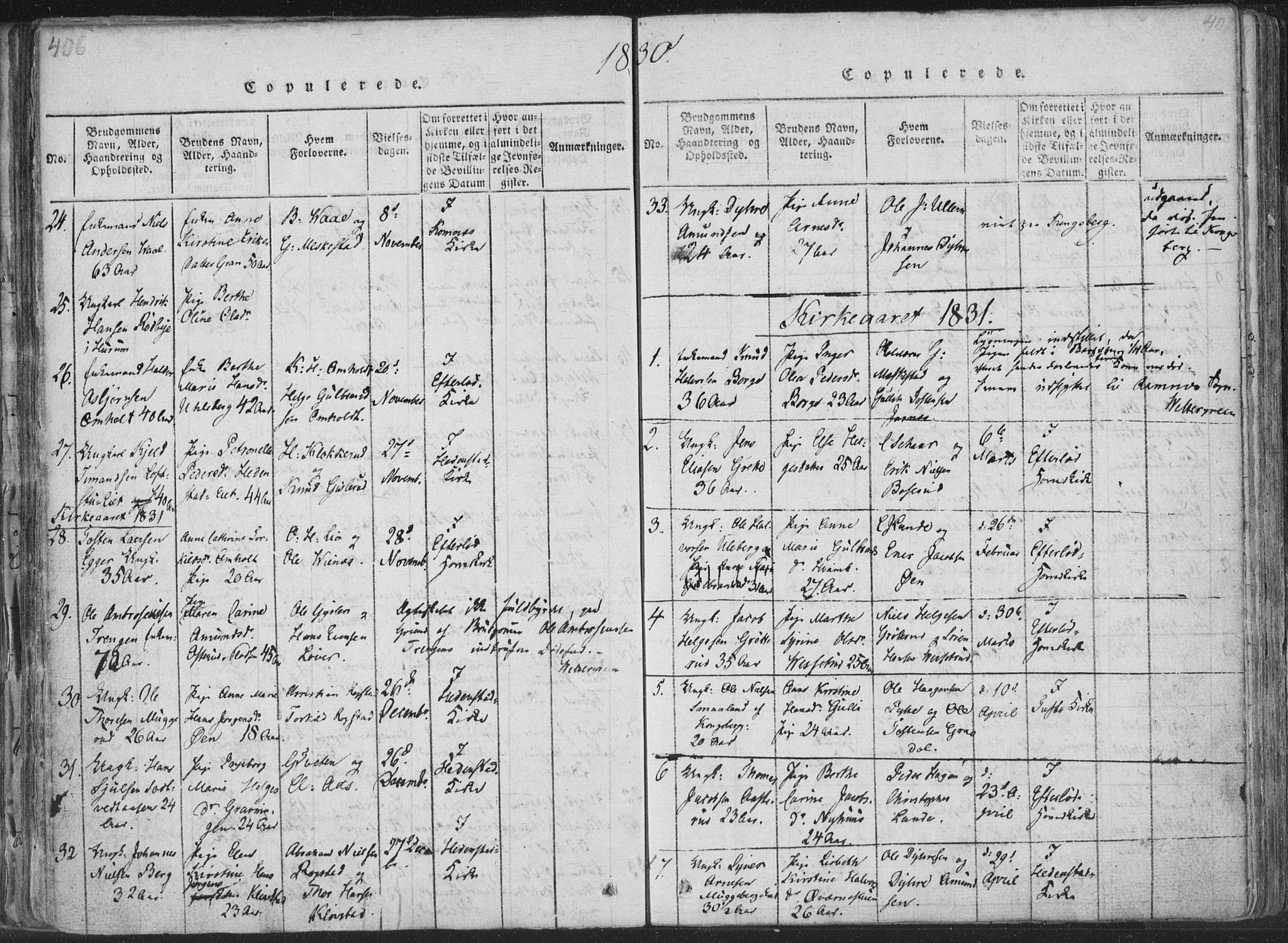 Sandsvær kirkebøker, AV/SAKO-A-244/F/Fa/L0004: Parish register (official) no. I 4, 1817-1839, p. 406-407