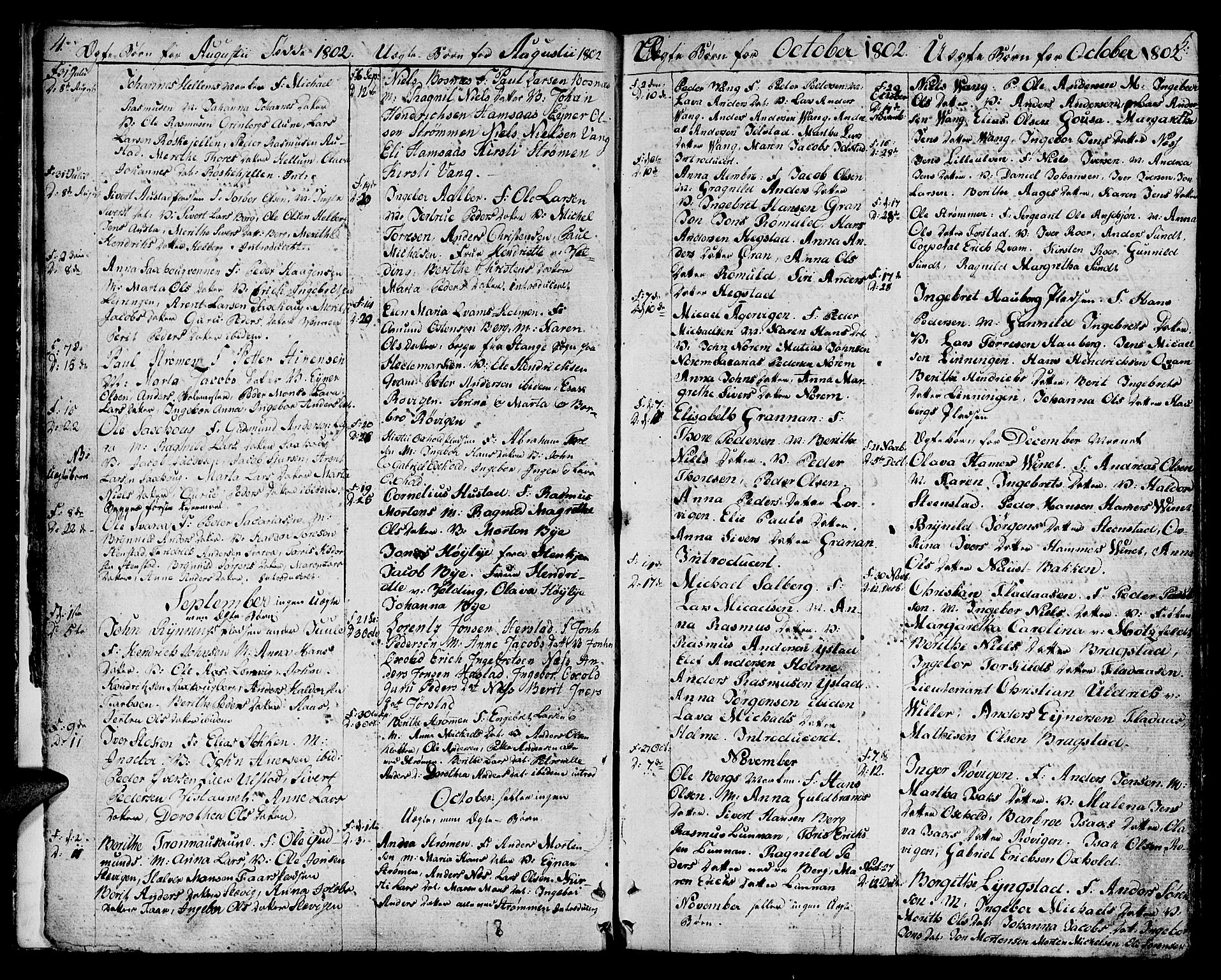 Ministerialprotokoller, klokkerbøker og fødselsregistre - Nord-Trøndelag, SAT/A-1458/730/L0274: Parish register (official) no. 730A03, 1802-1816, p. 4-5