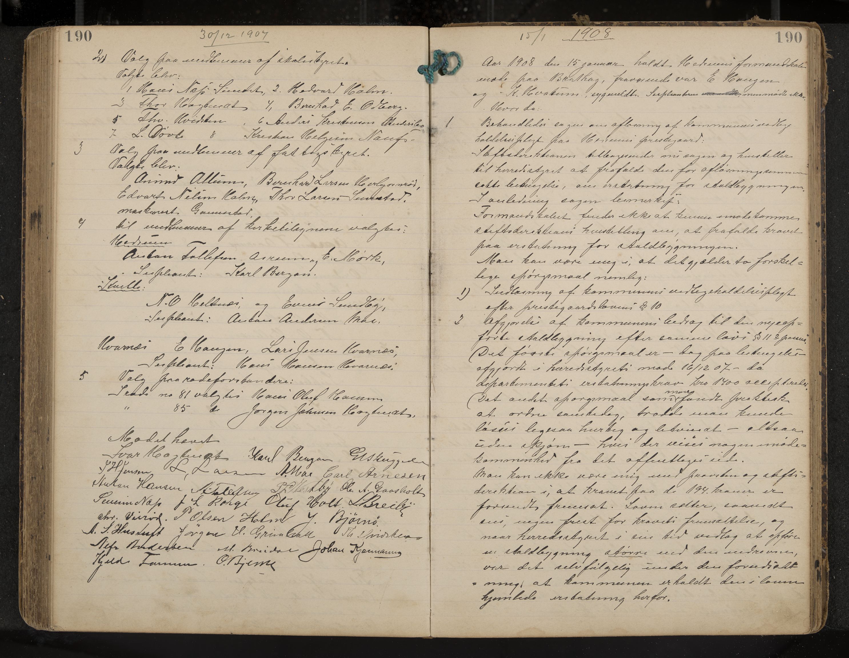 Hedrum formannskap og sentraladministrasjon, IKAK/0727021/A/Aa/L0005: Møtebok, 1899-1911, p. 190