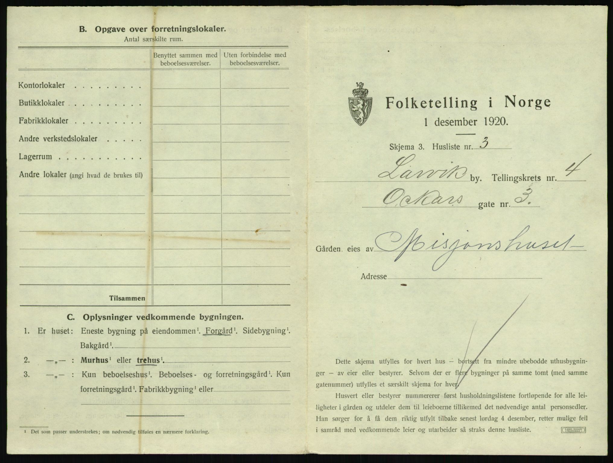 SAKO, 1920 census for Larvik, 1920, p. 752