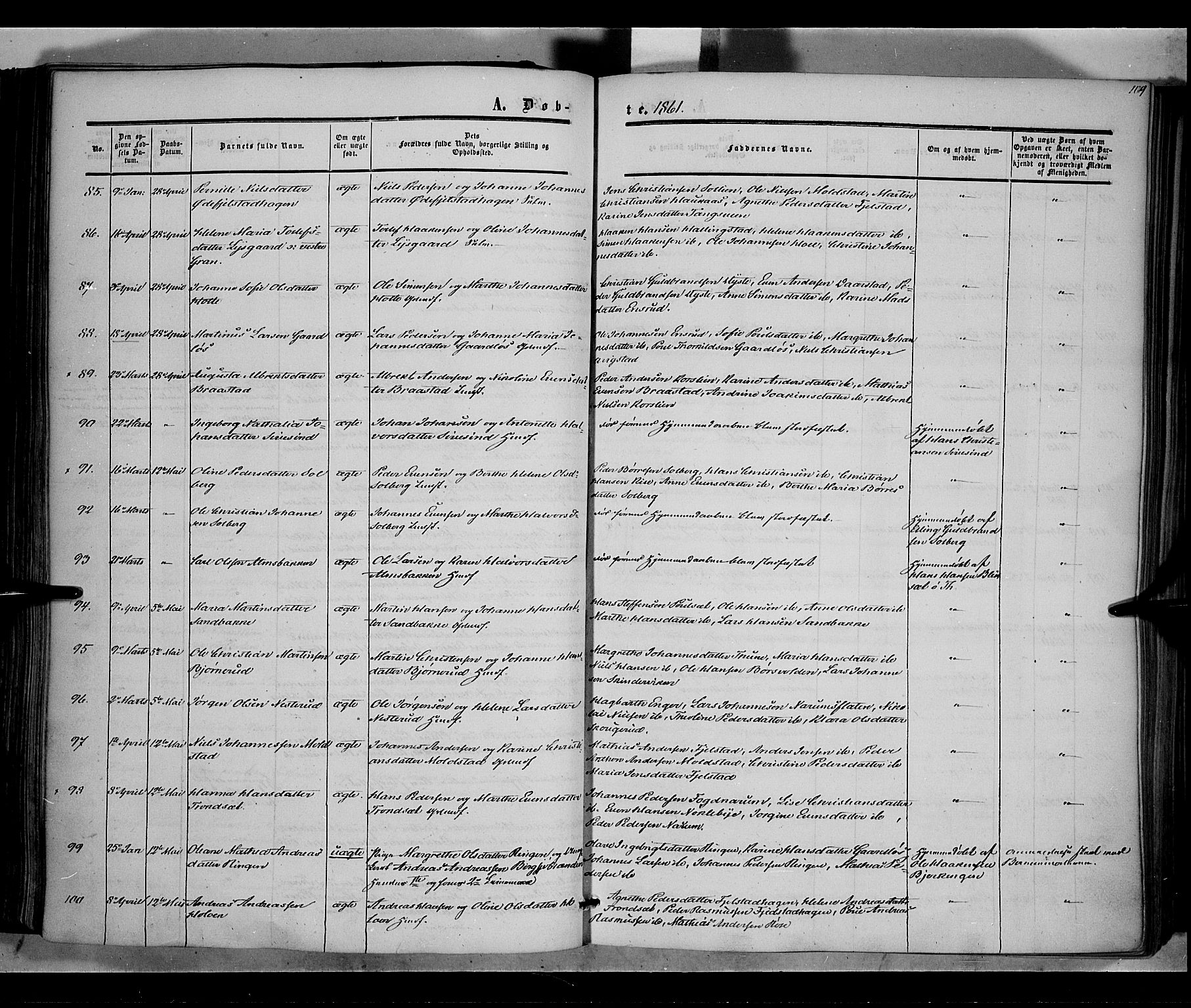 Vestre Toten prestekontor, SAH/PREST-108/H/Ha/Haa/L0006: Parish register (official) no. 6, 1856-1861, p. 109