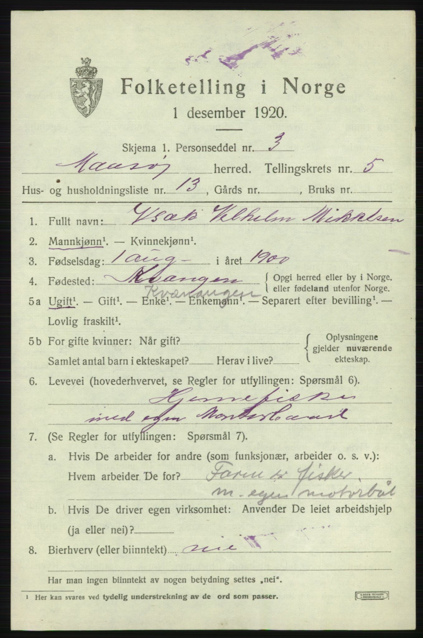 SATØ, 1920 census for Måsøy, 1920, p. 2604