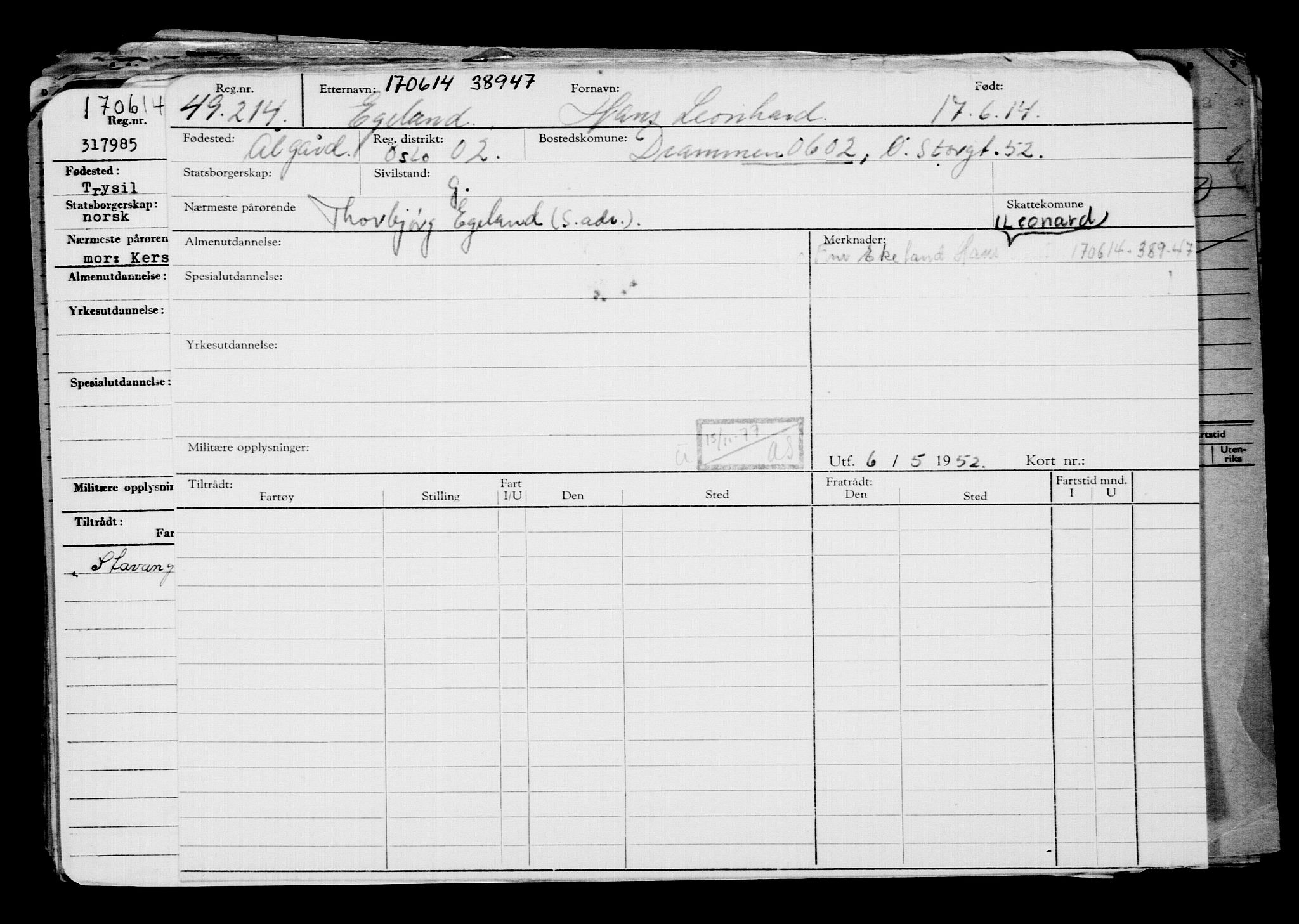 Direktoratet for sjømenn, AV/RA-S-3545/G/Gb/L0121: Hovedkort, 1914, p. 704