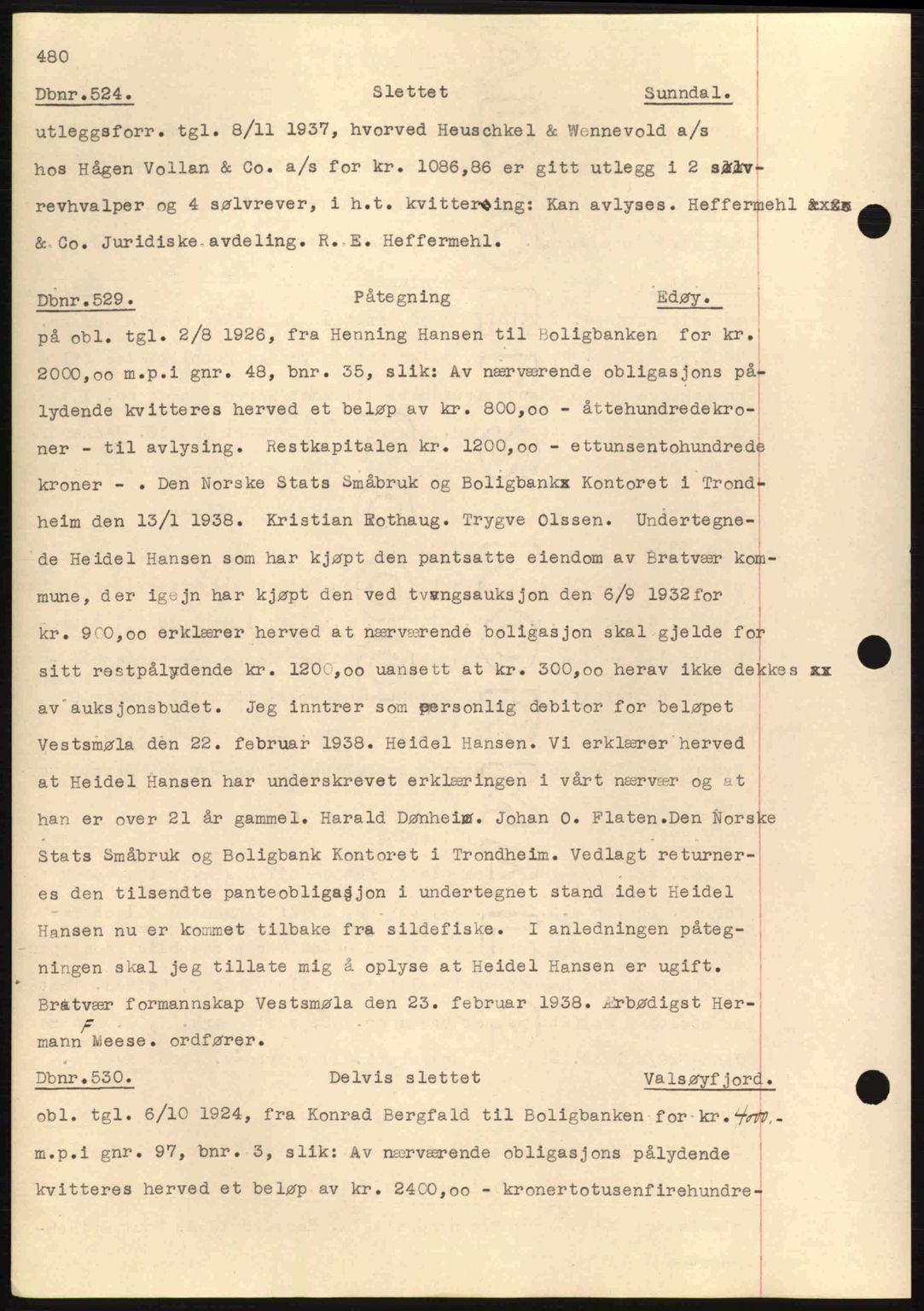 Nordmøre sorenskriveri, AV/SAT-A-4132/1/2/2Ca: Mortgage book no. C80, 1936-1939, Diary no: : 515/1938