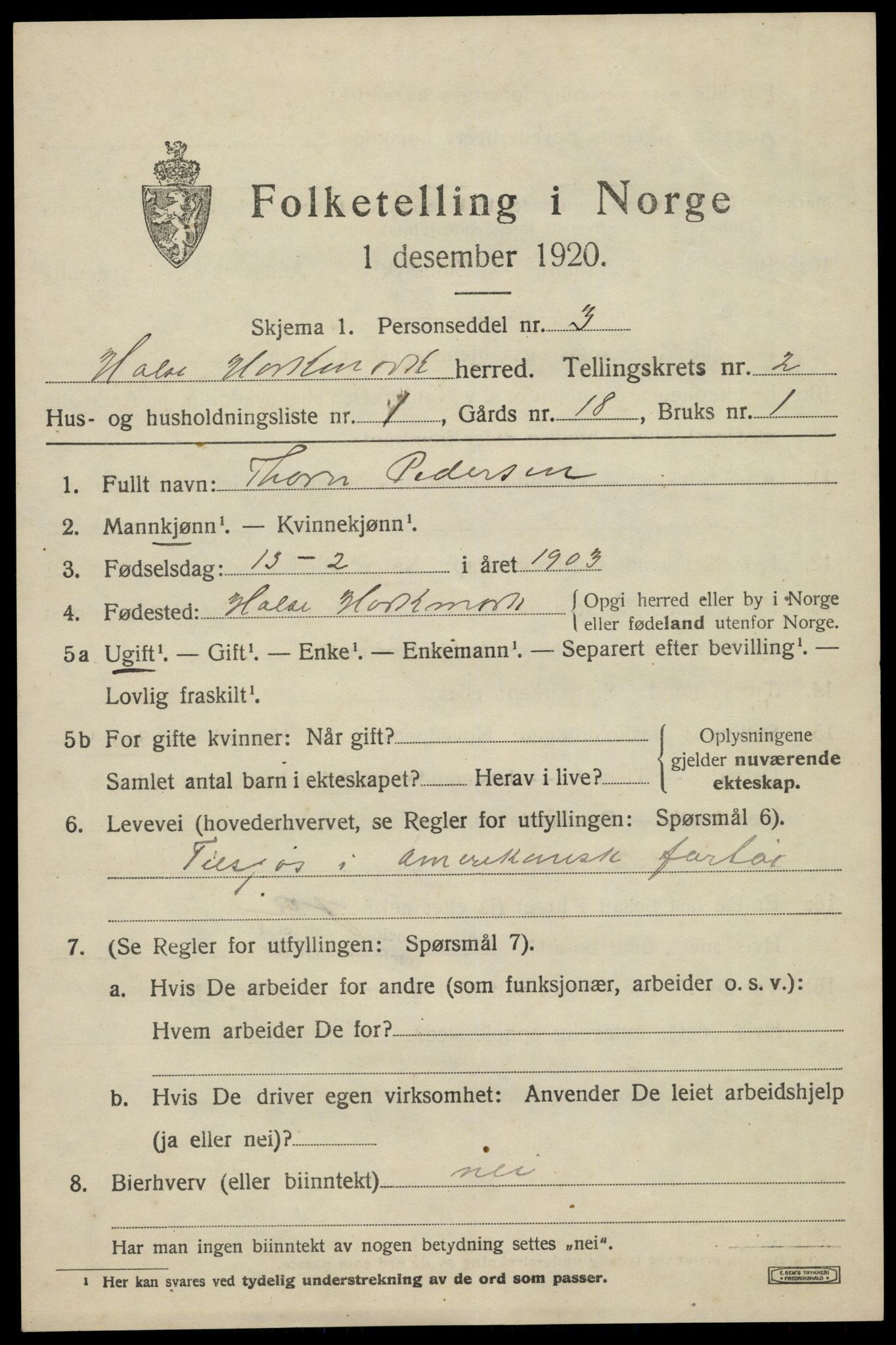 SAK, 1920 census for Halse og Harkmark, 1920, p. 2029