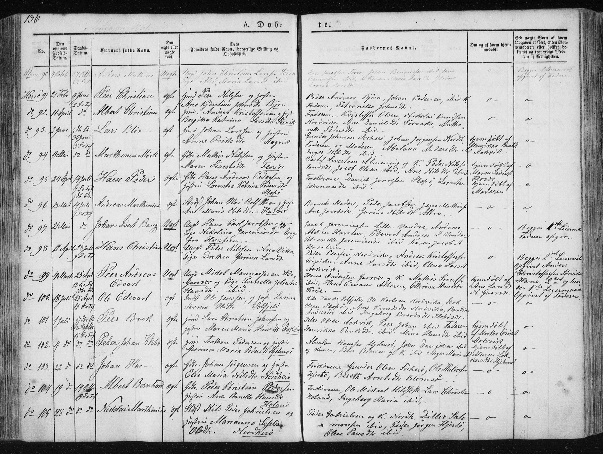 Ministerialprotokoller, klokkerbøker og fødselsregistre - Nordland, SAT/A-1459/830/L0446: Parish register (official) no. 830A10, 1831-1865, p. 136