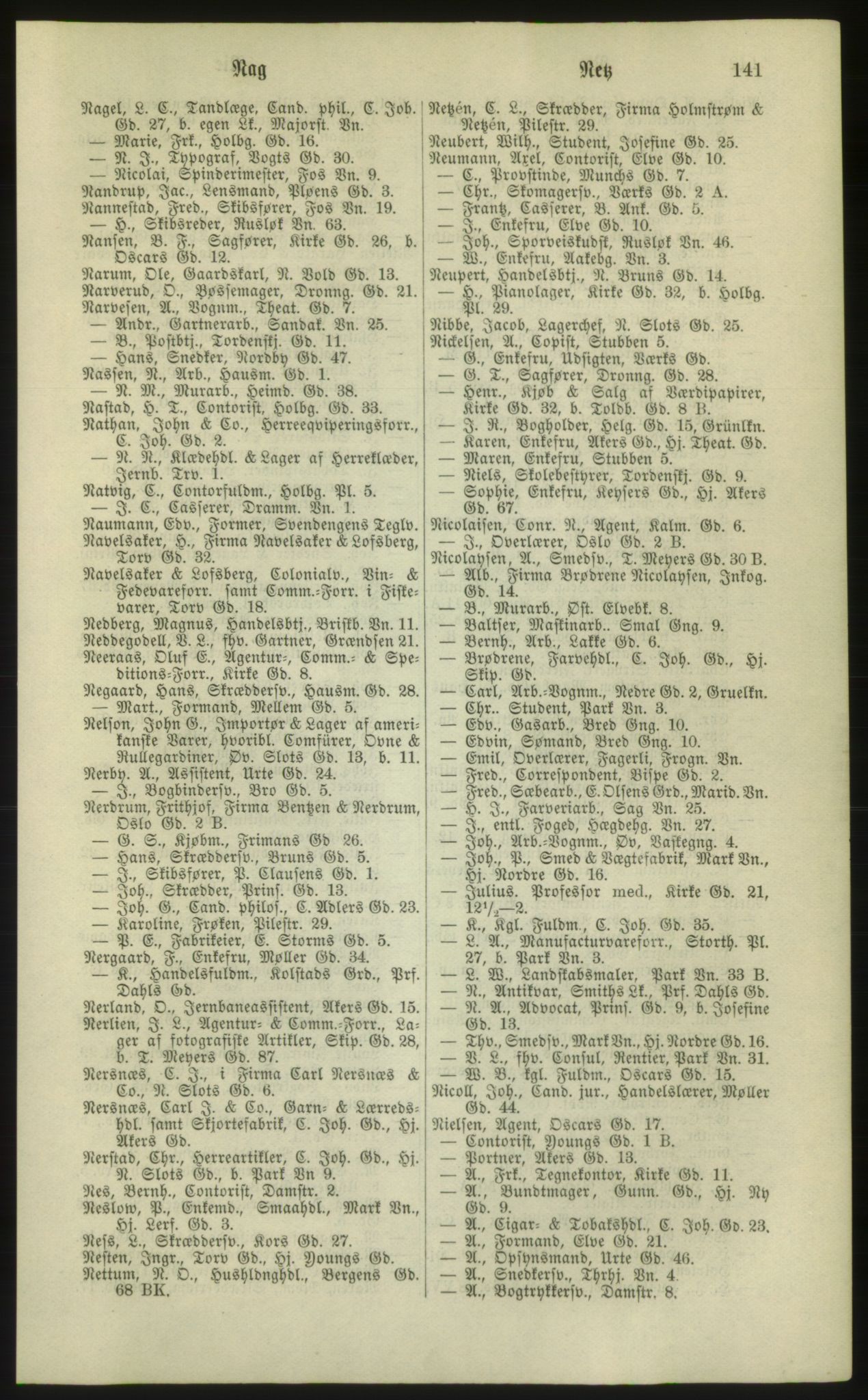 Kristiania/Oslo adressebok, PUBL/-, 1881, p. 141