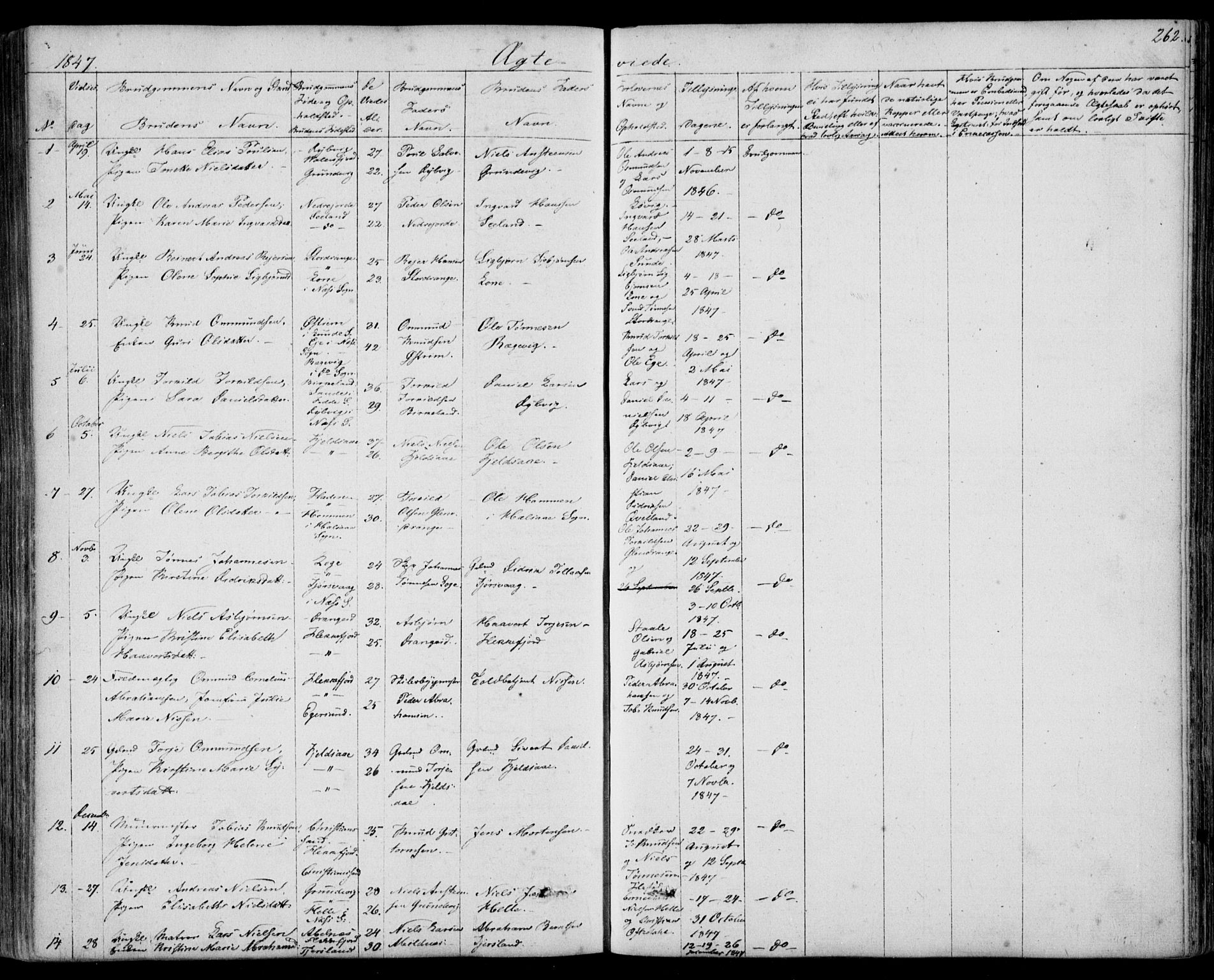Flekkefjord sokneprestkontor, SAK/1111-0012/F/Fb/Fbc/L0005: Parish register (copy) no. B 5, 1846-1866, p. 262