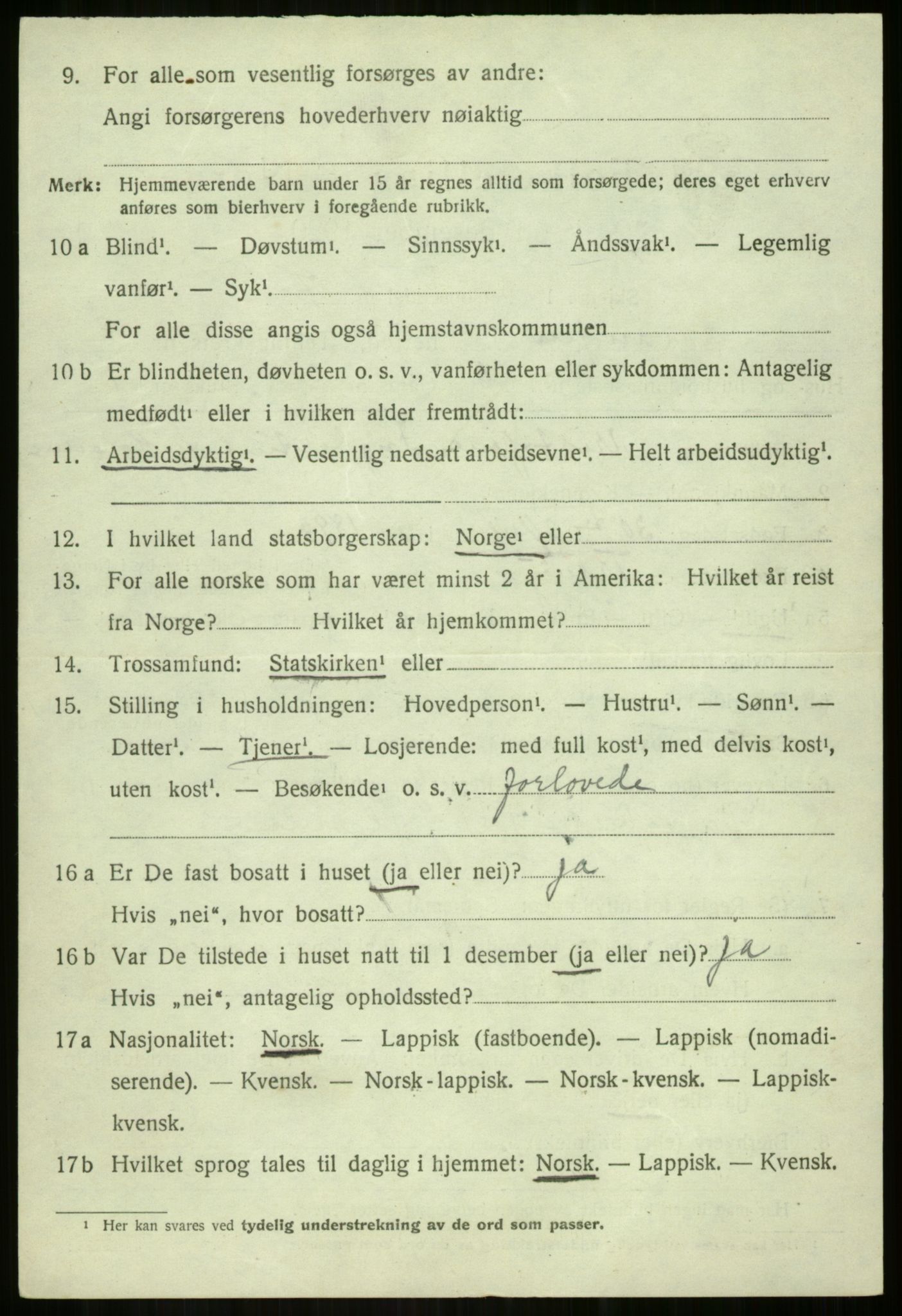 SATØ, 1920 census for Lavangen, 1920, p. 3386