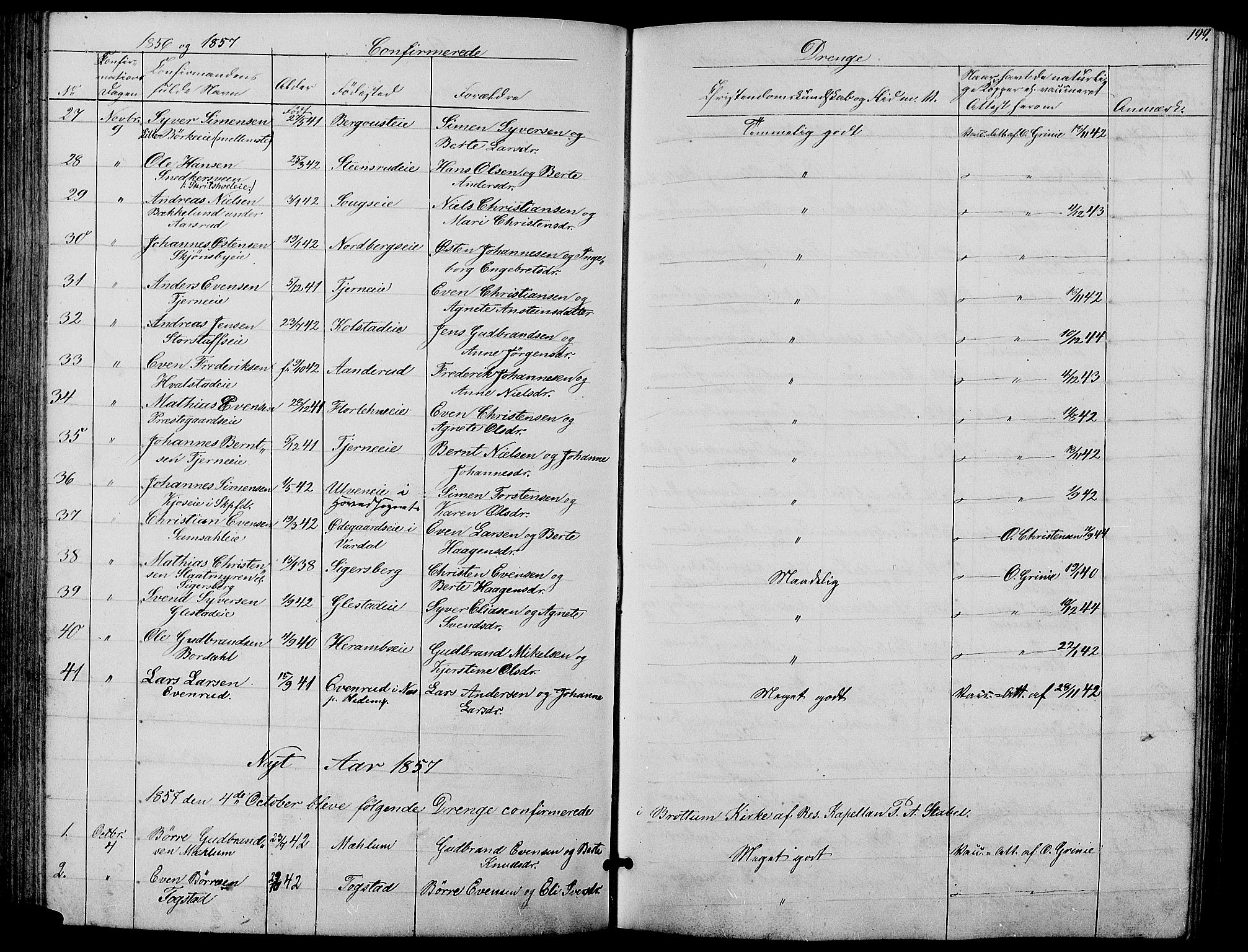 Ringsaker prestekontor, SAH/PREST-014/L/La/L0006: Parish register (copy) no. 6, 1851-1860, p. 199