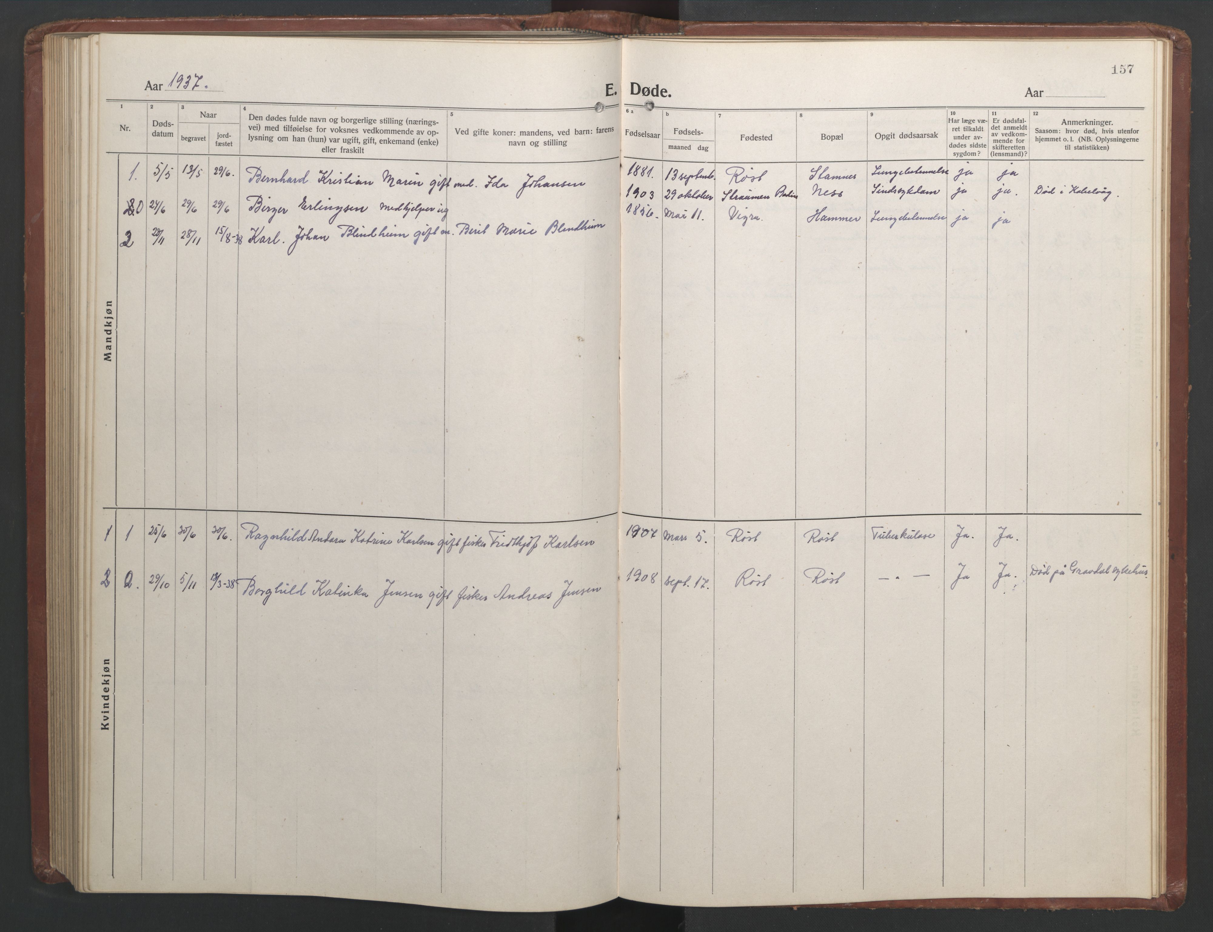 Ministerialprotokoller, klokkerbøker og fødselsregistre - Nordland, AV/SAT-A-1459/808/L0132: Parish register (copy) no. 808C03, 1920-1946, p. 157