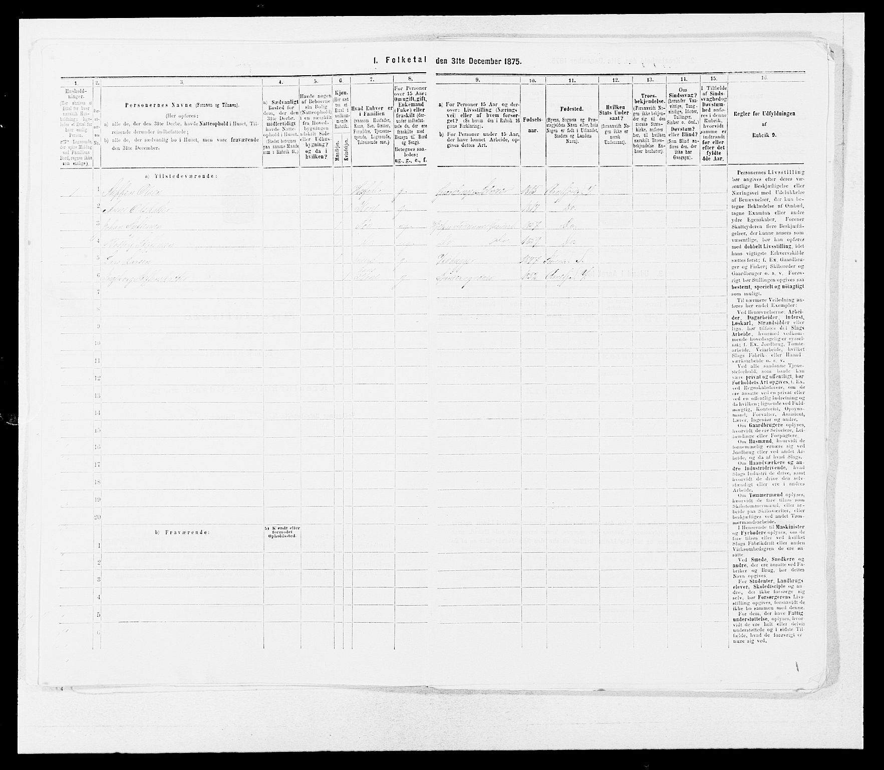 SAB, 1875 census for 1417P Vik, 1875, p. 311