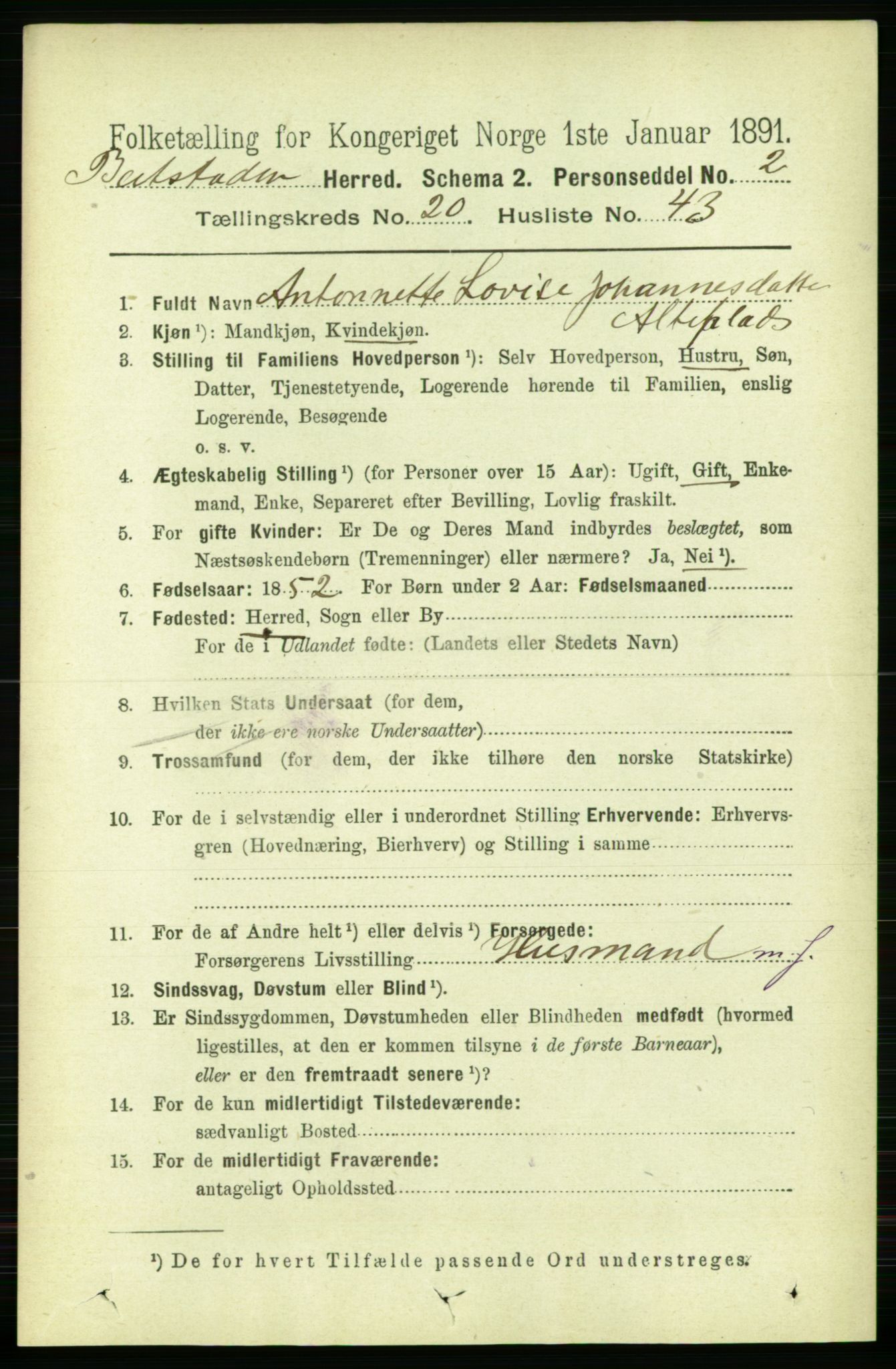 RA, 1891 census for 1727 Beitstad, 1891, p. 5374