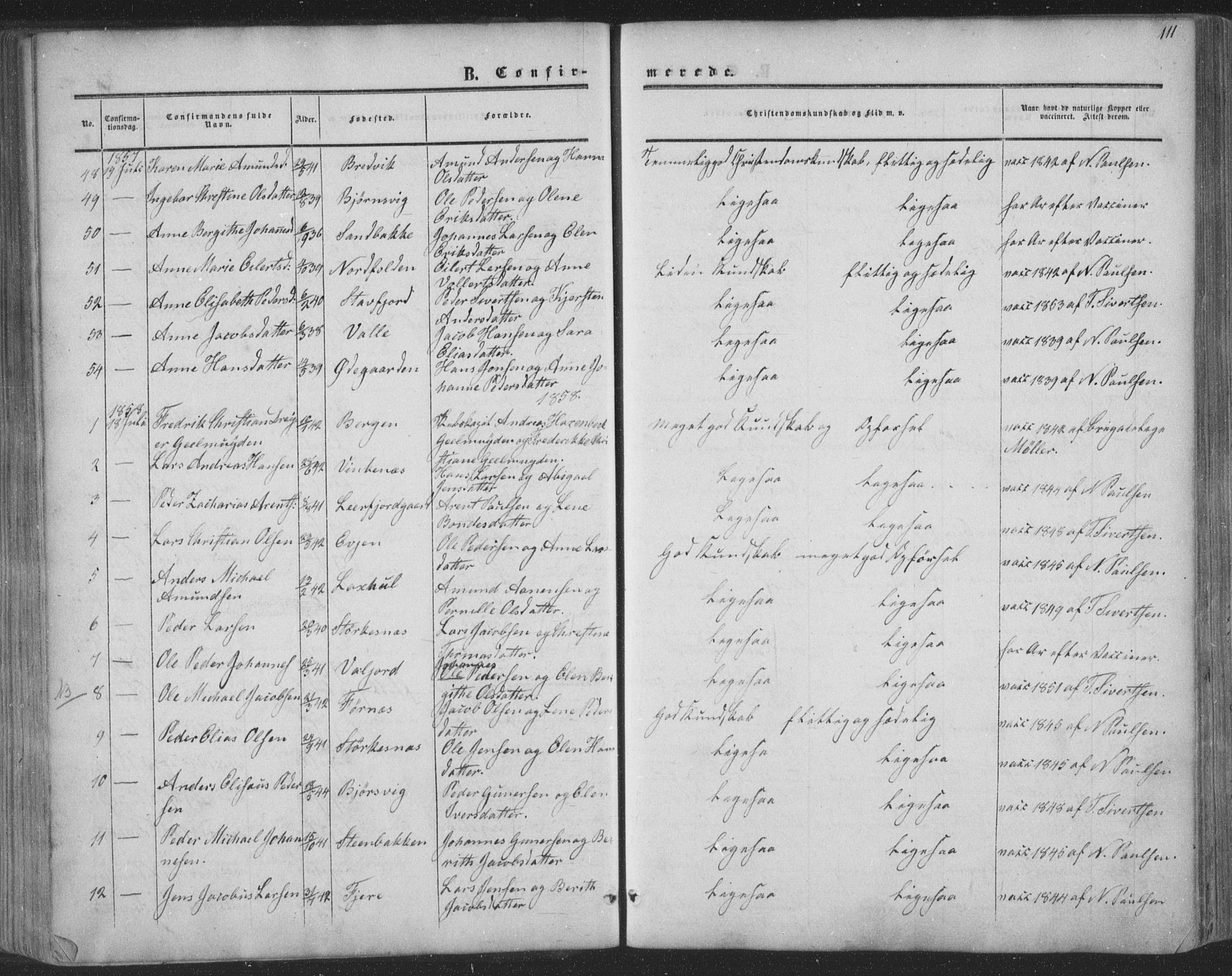 Ministerialprotokoller, klokkerbøker og fødselsregistre - Nordland, AV/SAT-A-1459/853/L0770: Parish register (official) no. 853A09, 1857-1870, p. 111