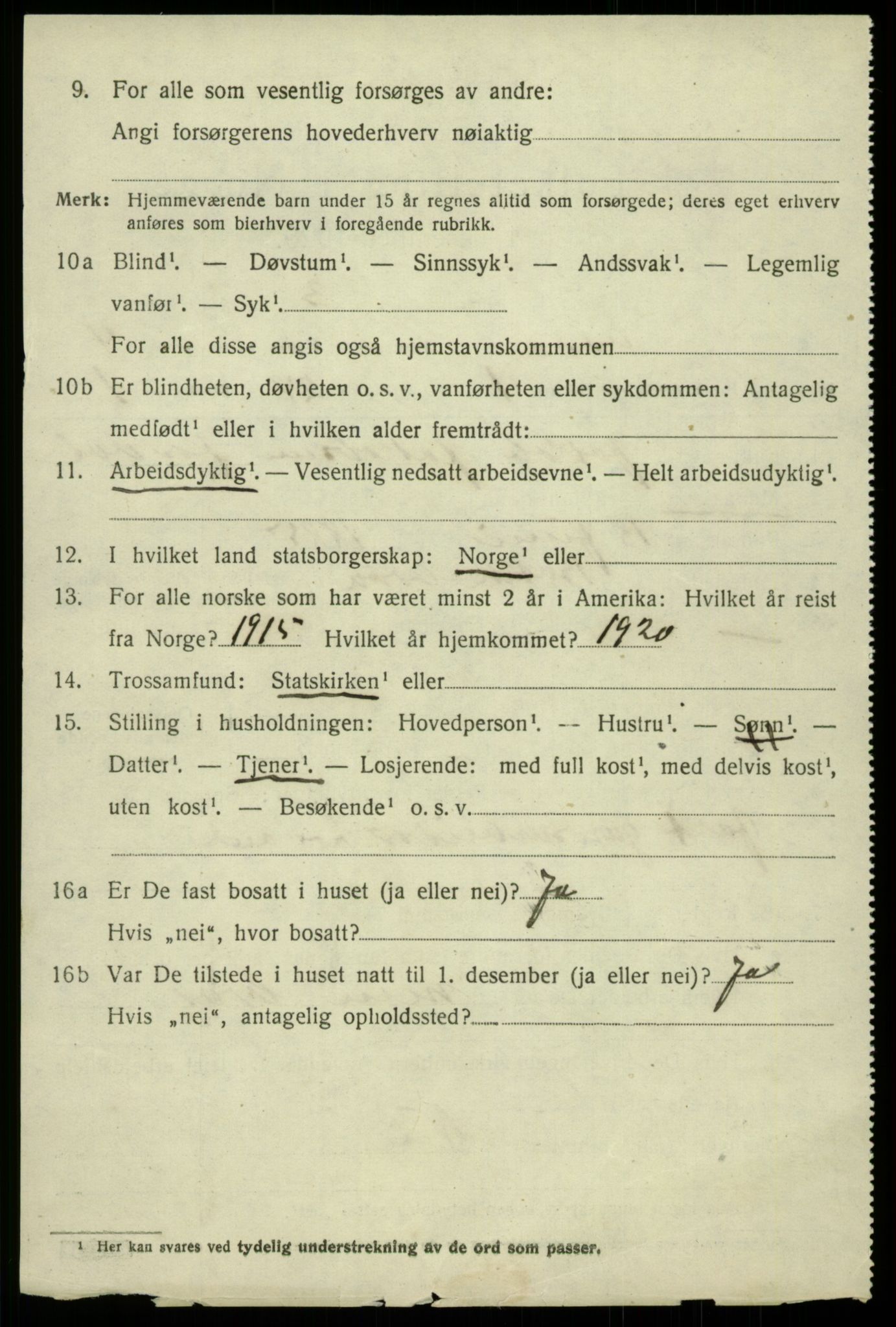 SAB, 1920 census for Odda, 1920, p. 2578