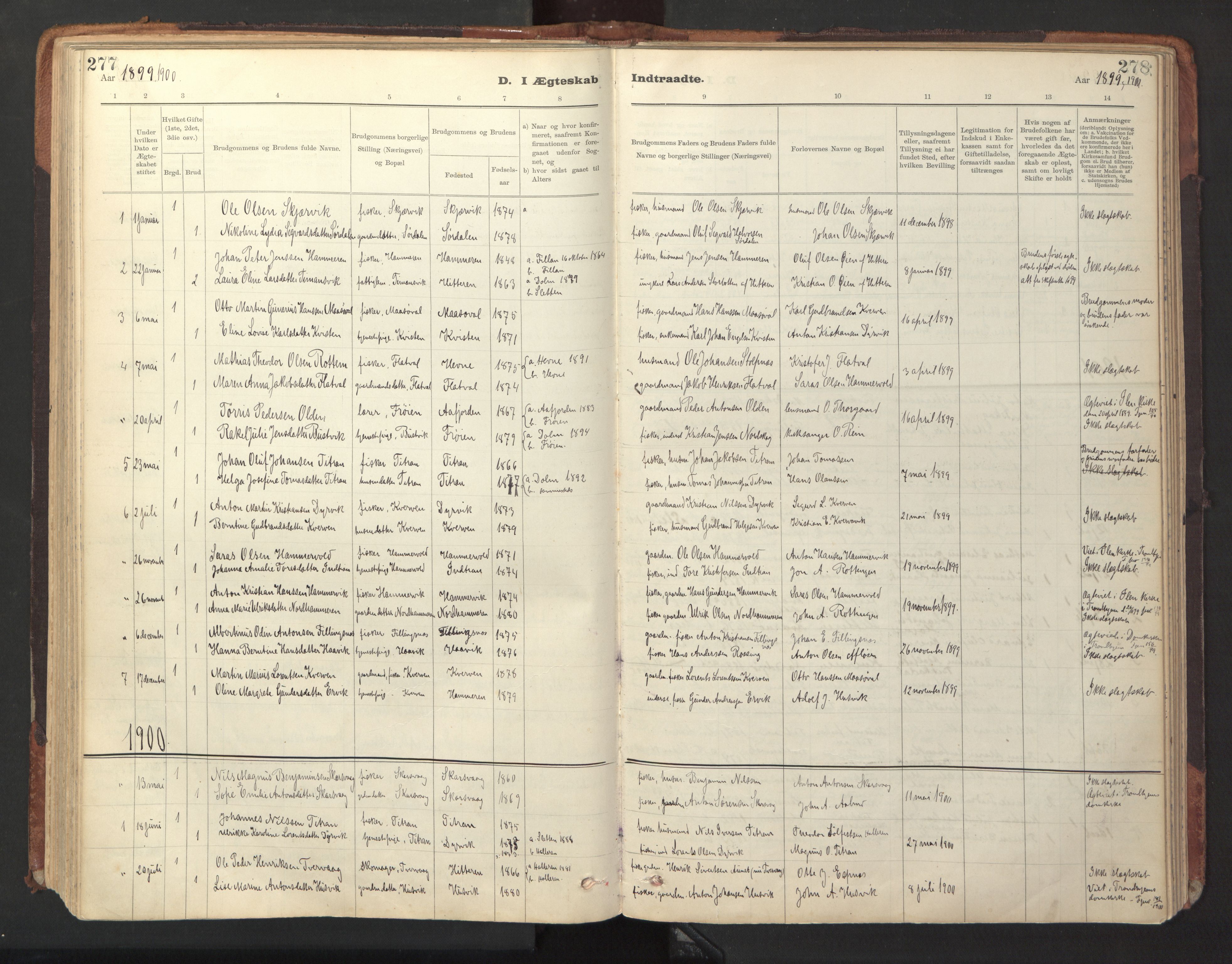 Ministerialprotokoller, klokkerbøker og fødselsregistre - Sør-Trøndelag, AV/SAT-A-1456/641/L0596: Parish register (official) no. 641A02, 1898-1915, p. 277-278