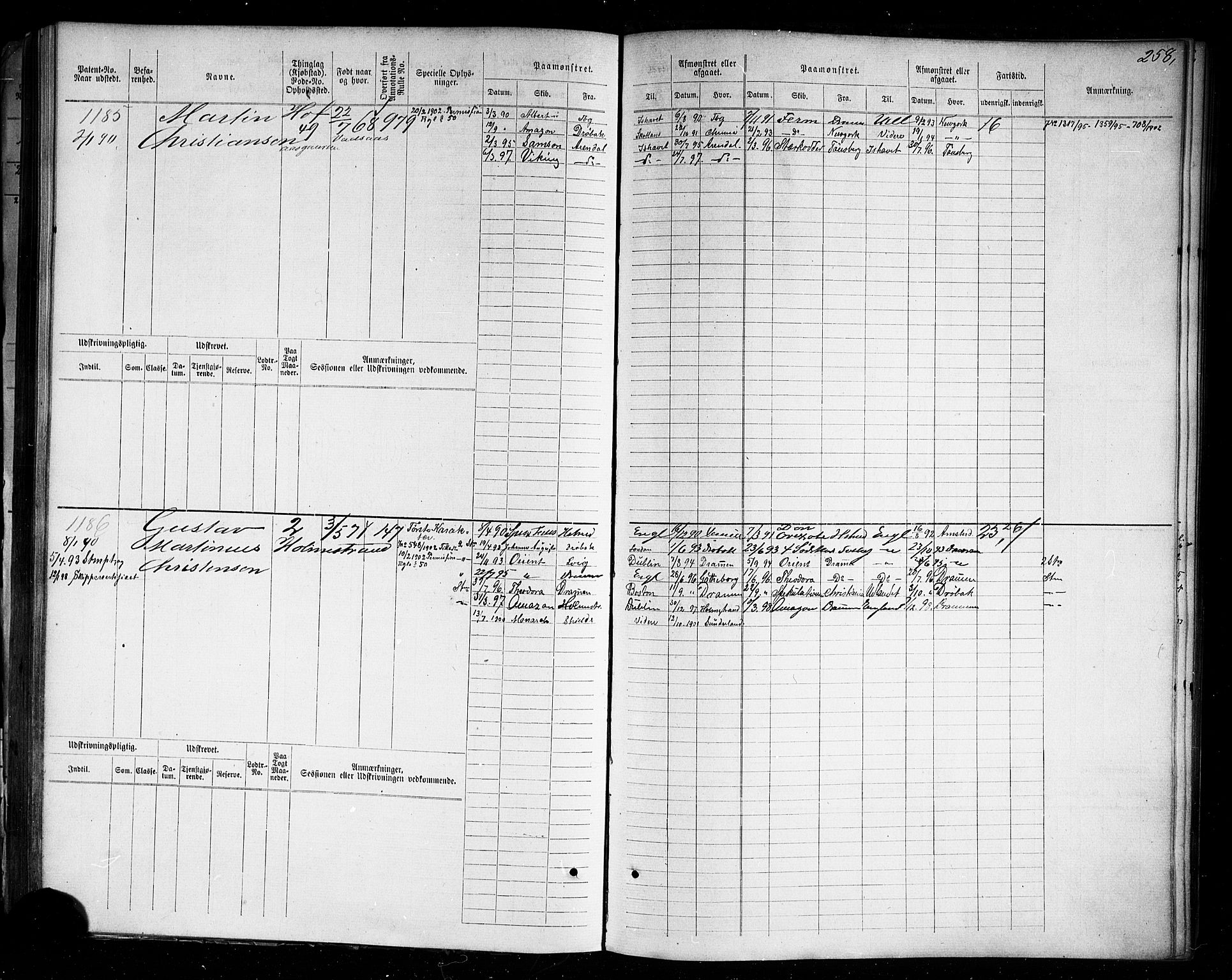 Holmestrand innrulleringskontor, AV/SAKO-A-1151/F/Fc/L0004: Hovedrulle, 1872-1913, p. 298