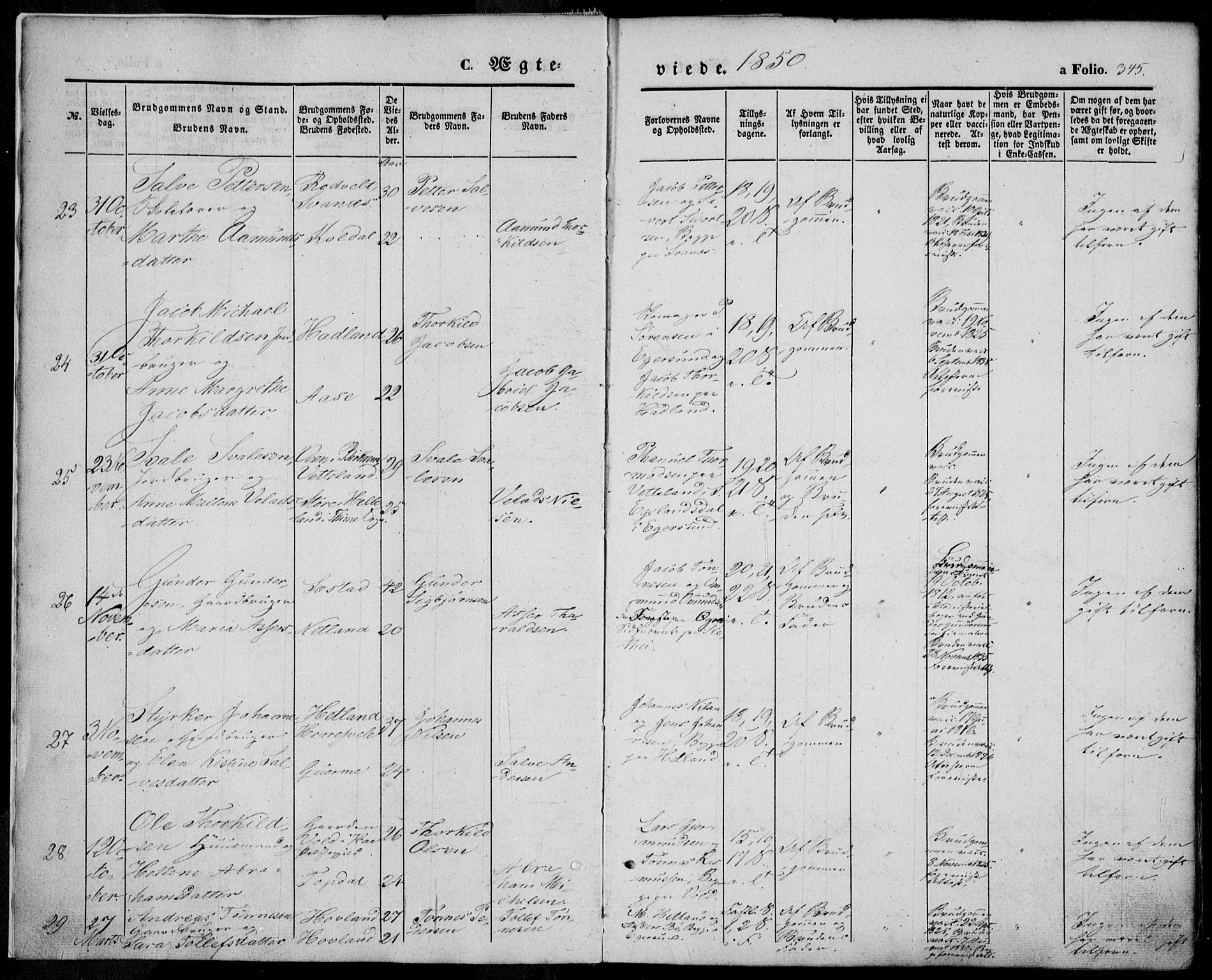 Eigersund sokneprestkontor, SAST/A-101807/S08/L0013: Parish register (official) no. A 12.2, 1850-1865, p. 345